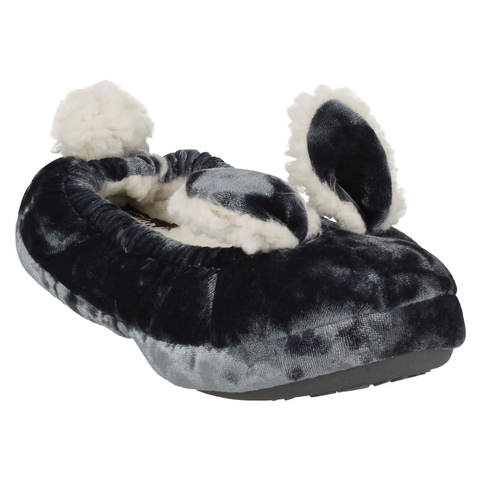 Junior Filles Clarks Rabbit design Slip On Textile Chaussons jolie Orteils