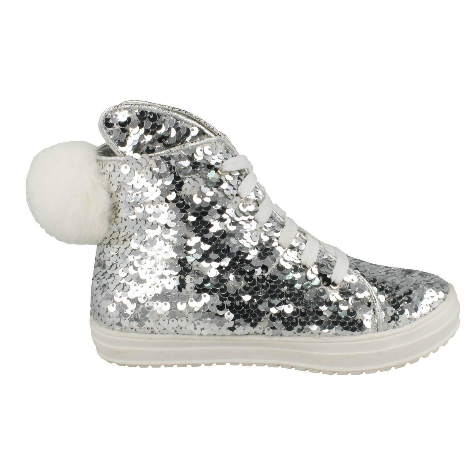 Girls Spot On Sequin Ankle Boots