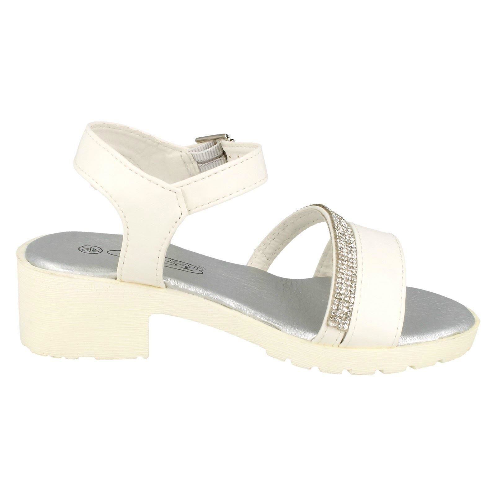 Girls Spot On Mid Heel Diamante Strap Ankle Buckle /'Sandal/'