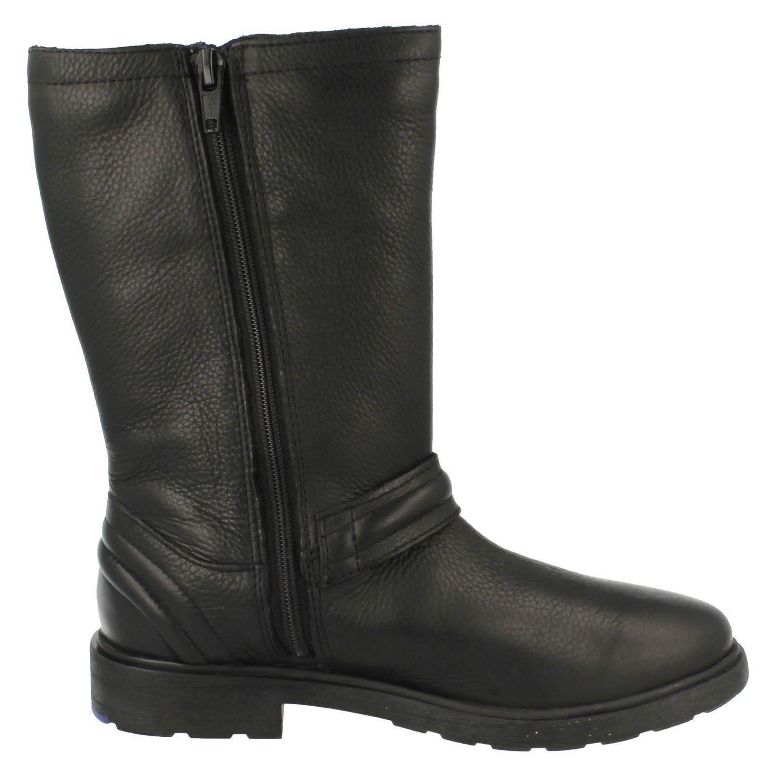 Girls Clarks Mid Calf Length Biker Chick Boots /'Ines Spot/'
