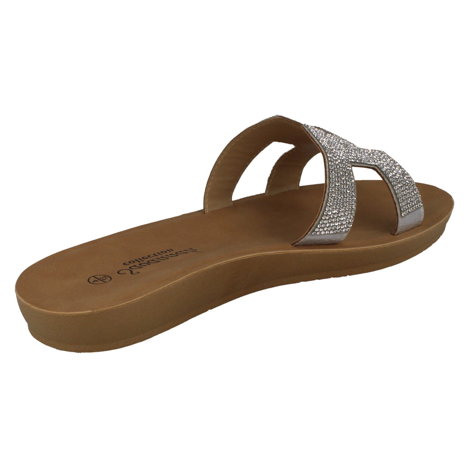 Ladies Savannah Diamante Vamp Mules F00177