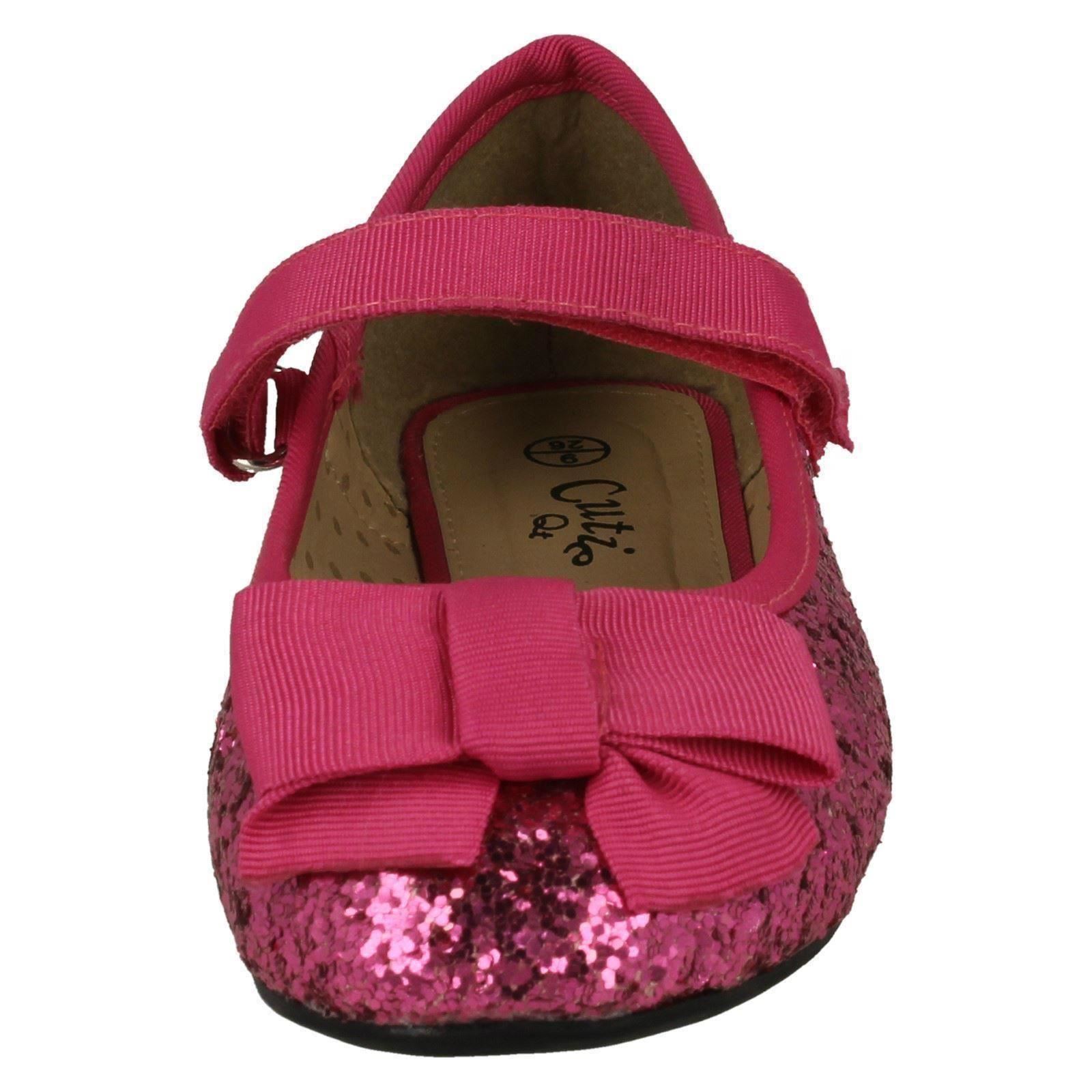 Girls Cutie Flat Glittery Party Shoes
