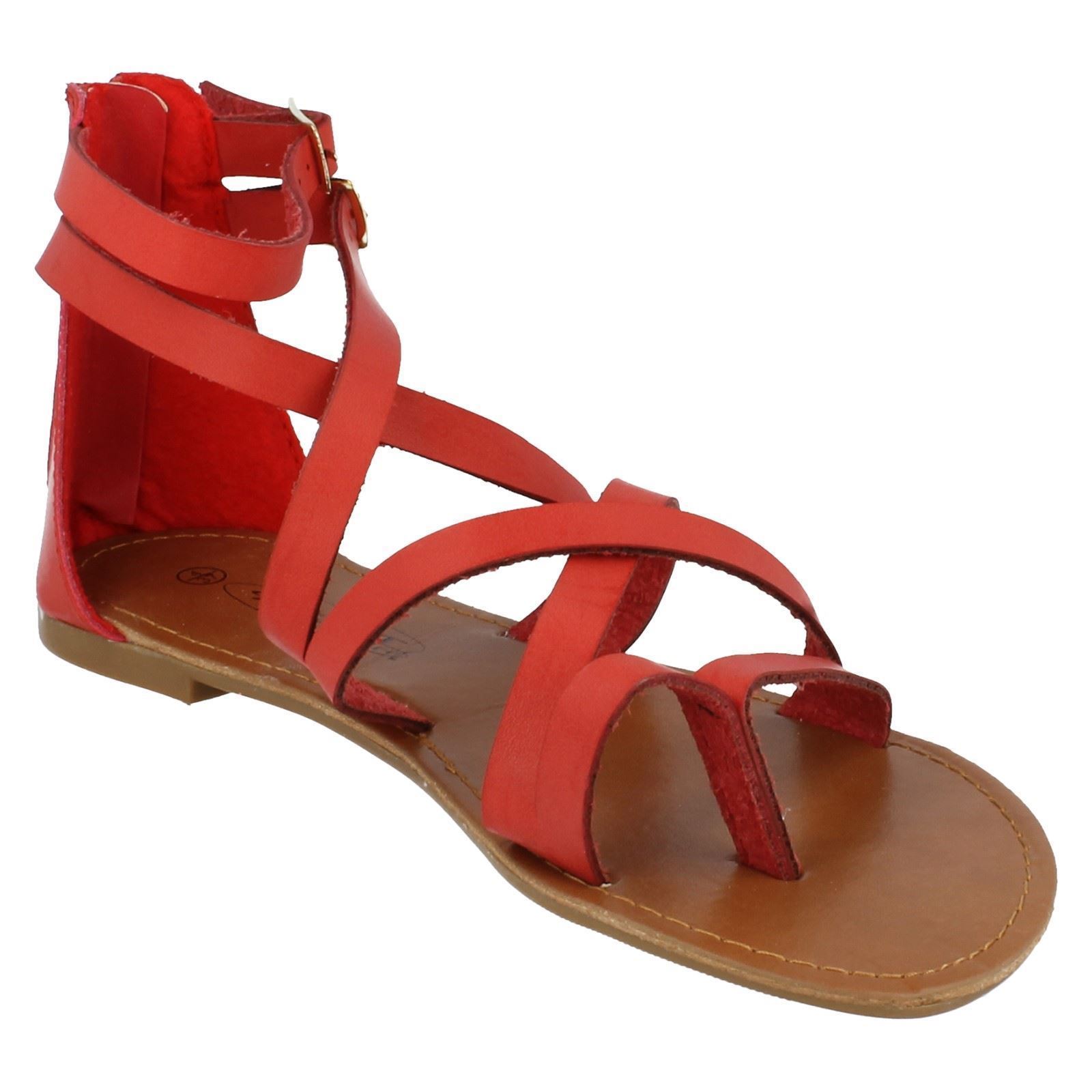 Spot On Ladies Ankle Strap Gladiator Sandals