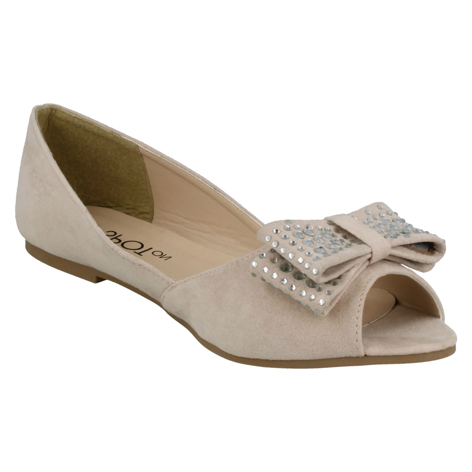 Ladies Spot On Peep Toe *Ballerinas*