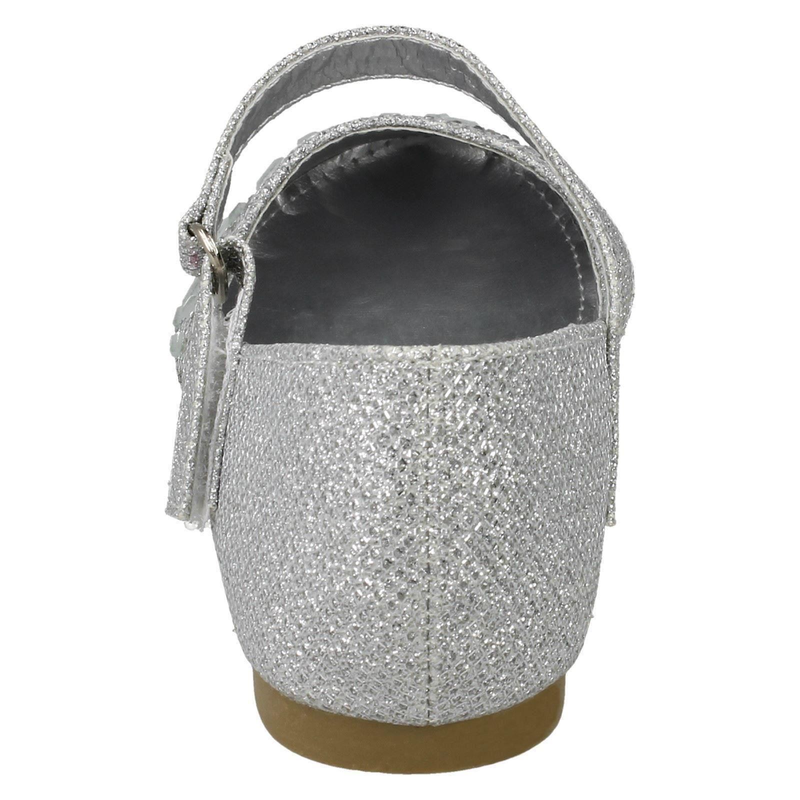 Girls Spot On Hook /& Loop Bar Strap Diamante Ballerinas