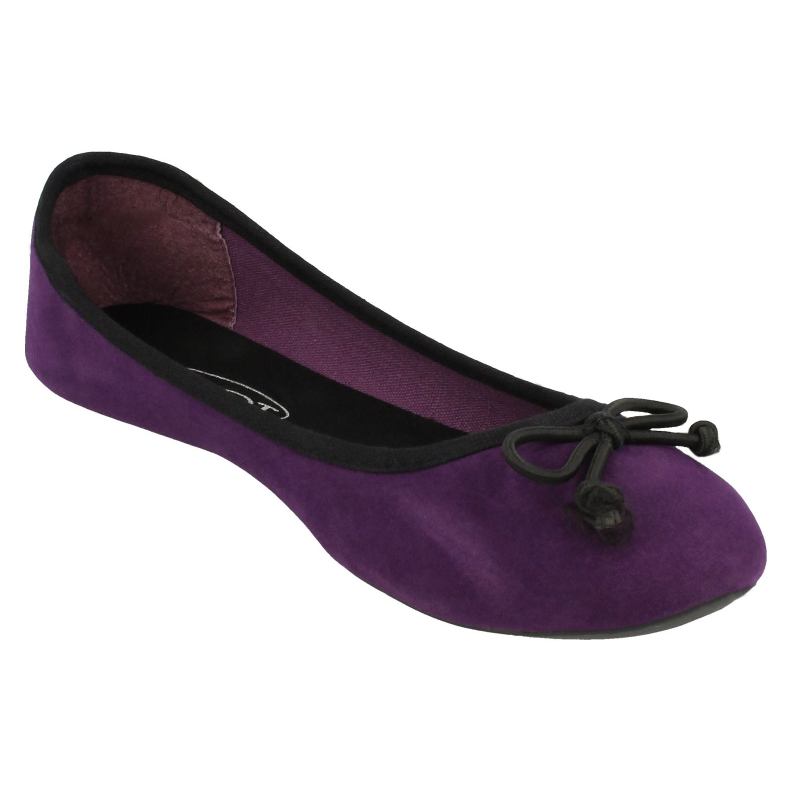 Ladies Spot On Flat Ballerina Pump With Bow Trim