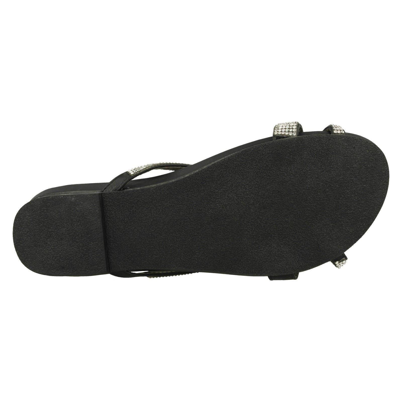 Ladies Spot On Diamante Flat /'Sandals/'