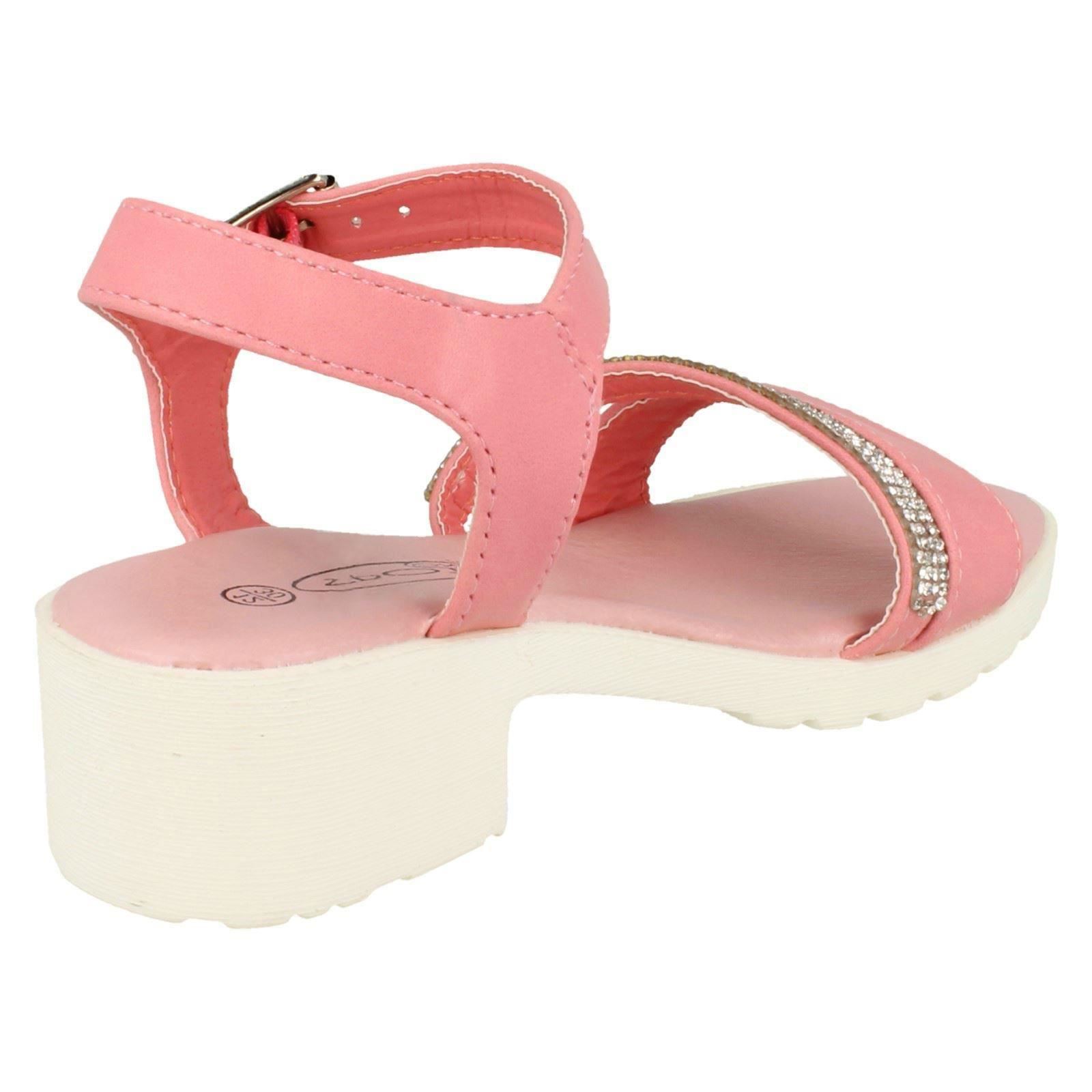 Girls Spot On Mid Heel Diamante Strap Ankle Buckle /'Sandal/'