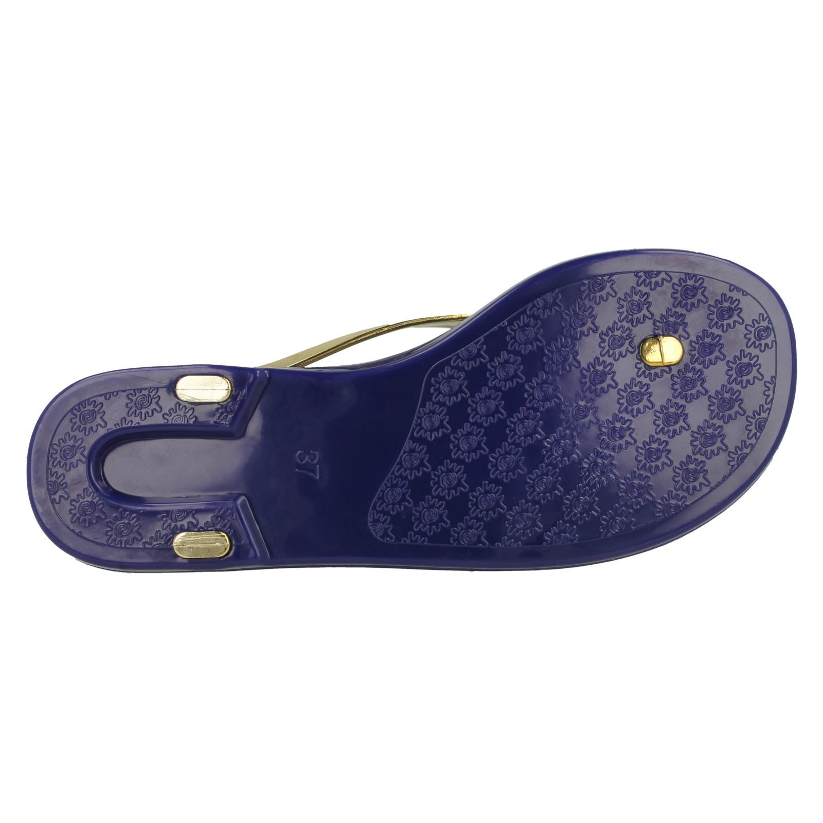 Ladies Spot On Flat Metallic Toe Post *Jelly Sandals*