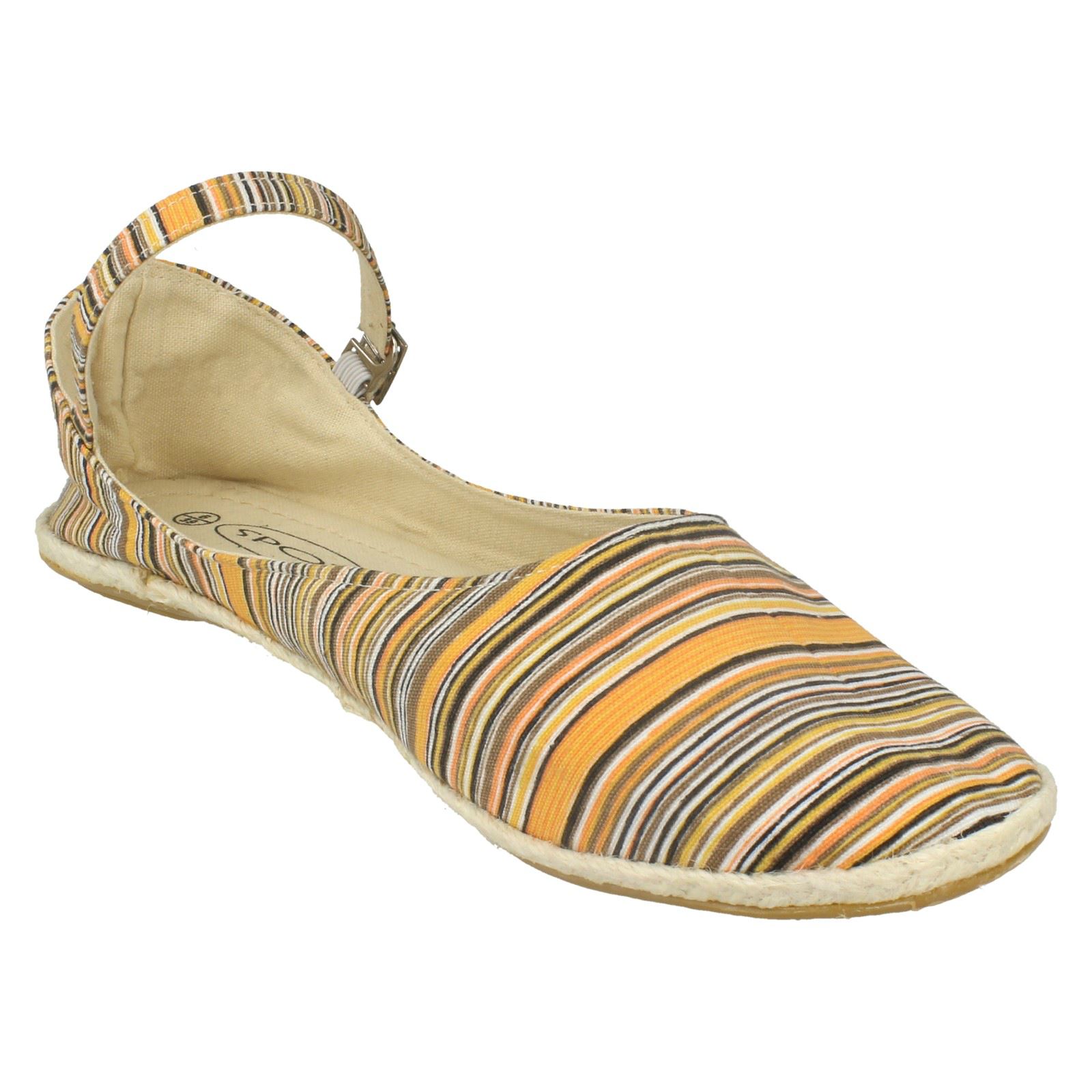 Ladies Spot On Textile Flat Espadrille with Bar Strap