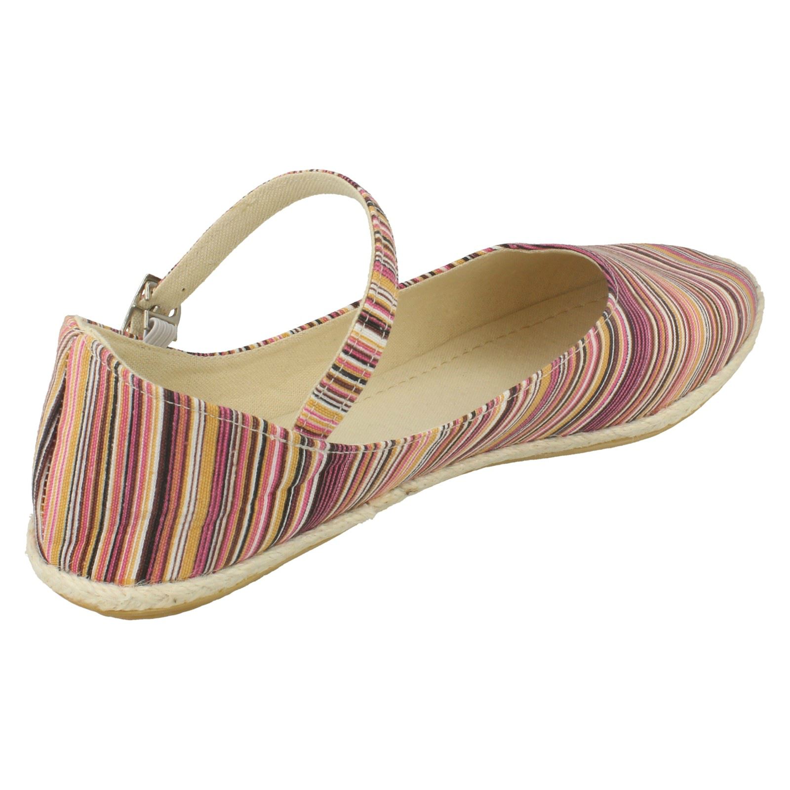 Ladies Spot On Textile Flat Espadrille with Bar Strap