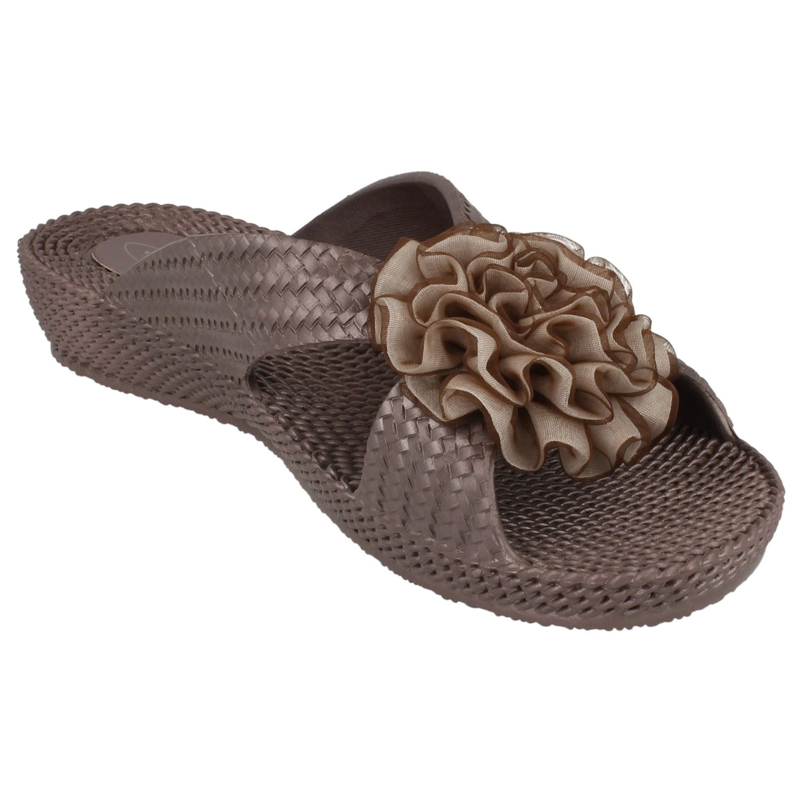 Ladies Spot On Mid Wedge Rosette Vamp /'Sandals/'