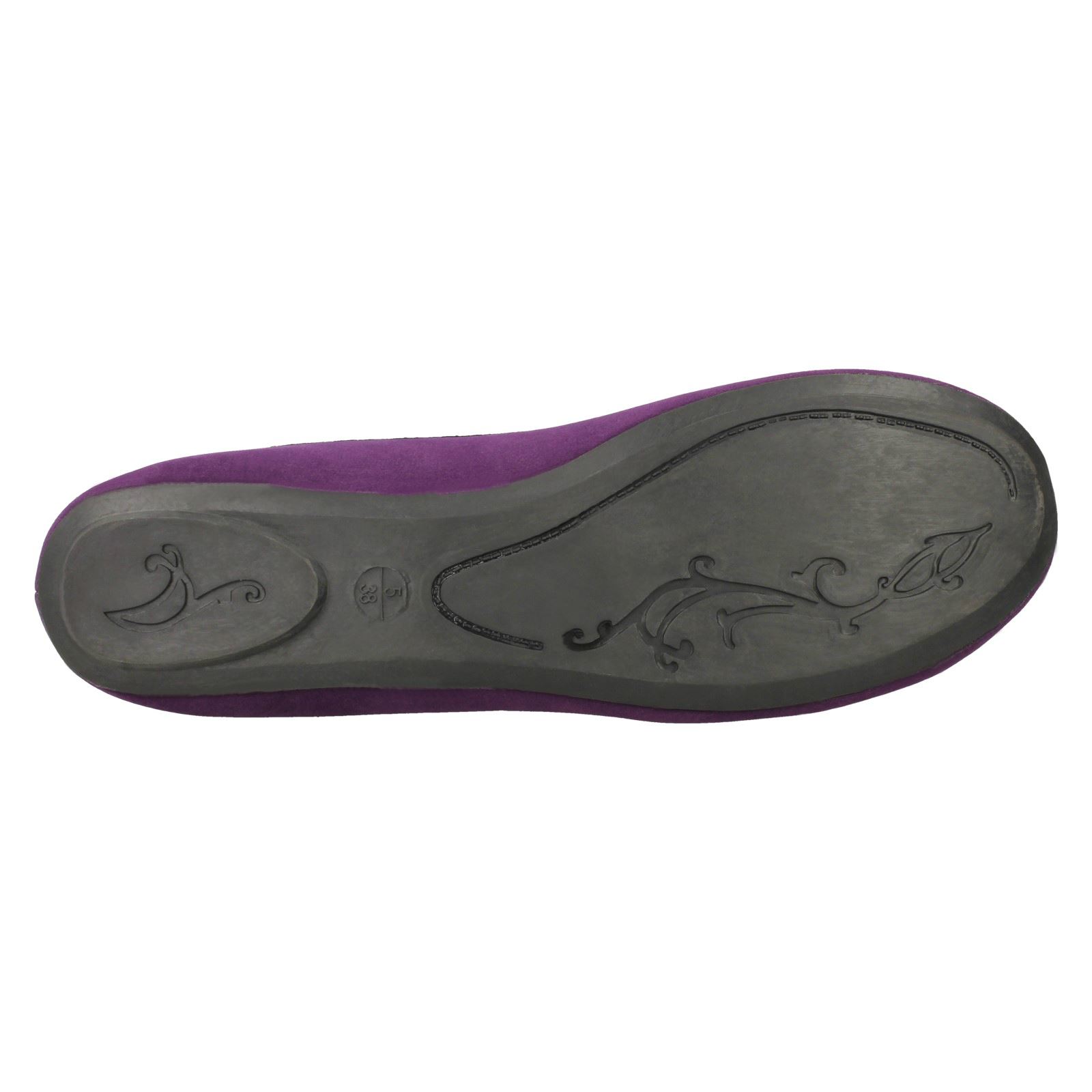 Ladies Spot On Casual Flat Slip On Ballerina Pumps With Bow Trim F8R855