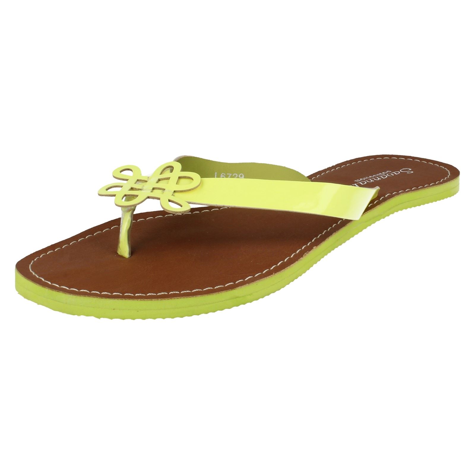 Ladies Savannah Neon Summer Toe Post /'Sandals/'
