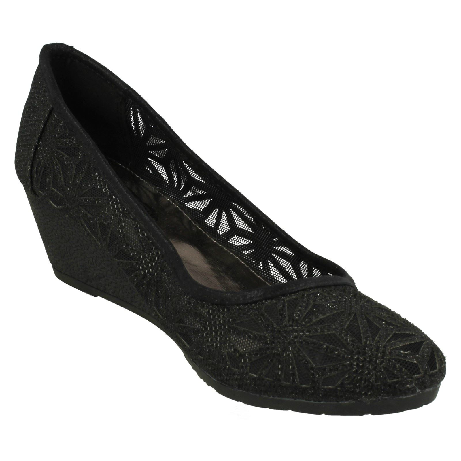 Ladies Spot On Meshed *Wedge Shoes*