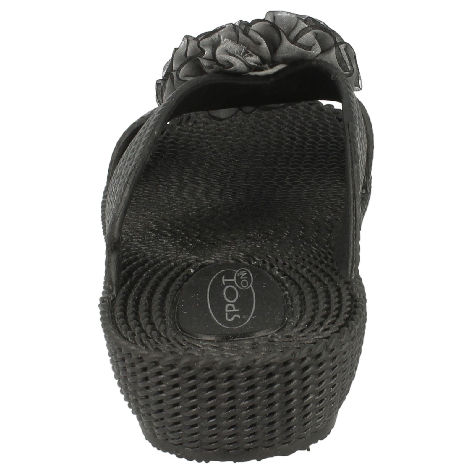 Ladies Spot On Mid Wedge Rosette Vamp /'Sandals/'