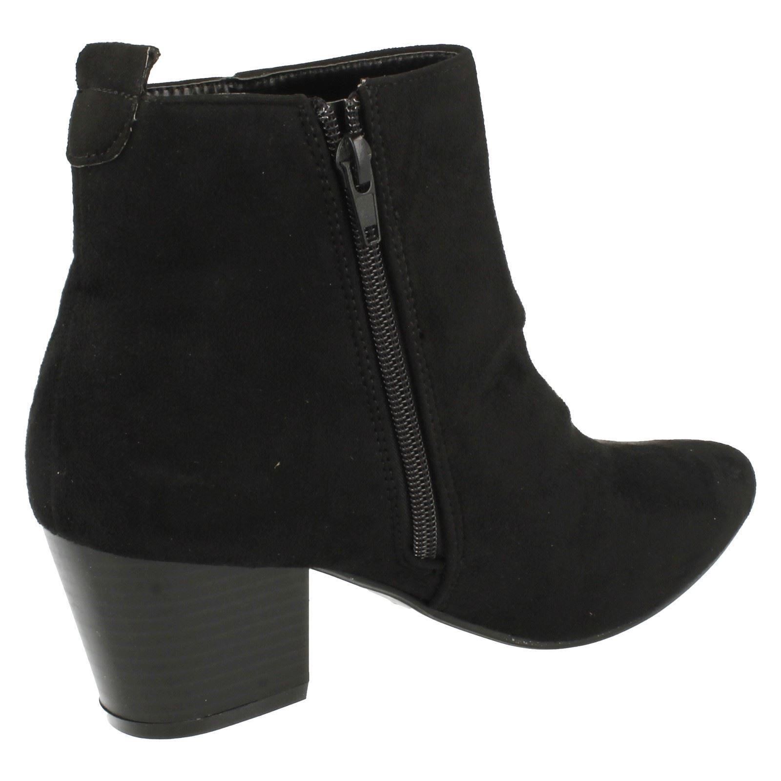 Ladies Spot On Plain Heeled *Ankle Boots*