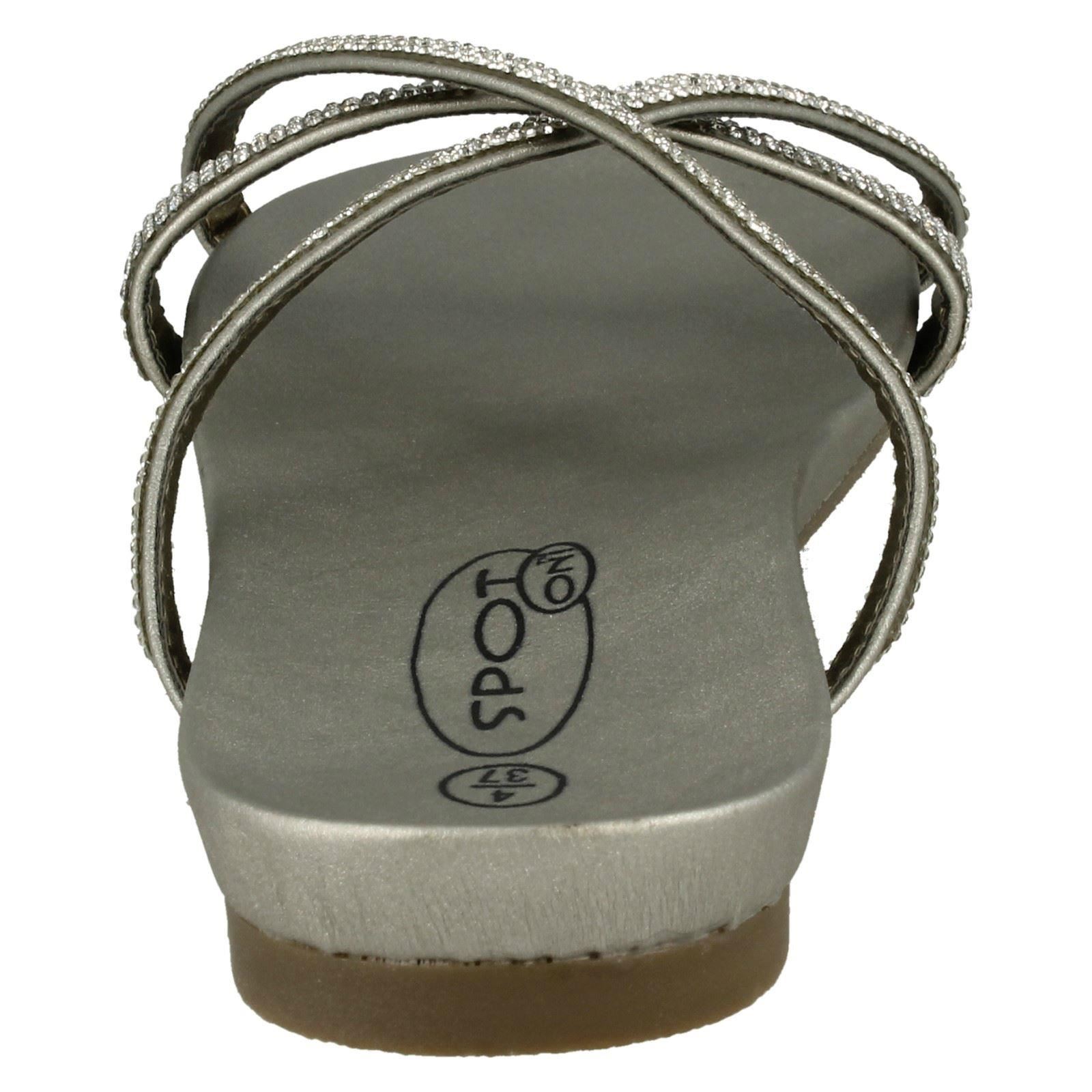 Ladies Spot On Diamante Flat /'Sandals/'
