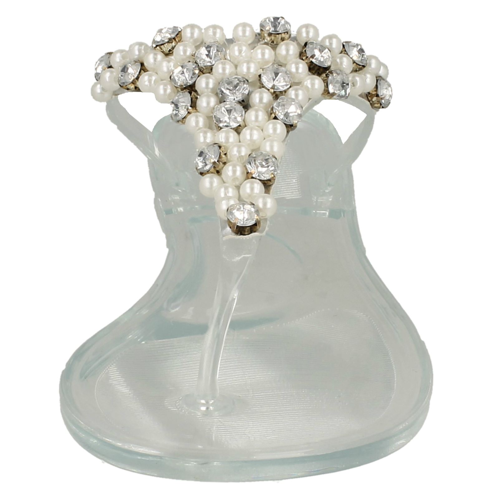 Ladies Spot On Flat Jelly Toe Post Beaded /'Sandals/'