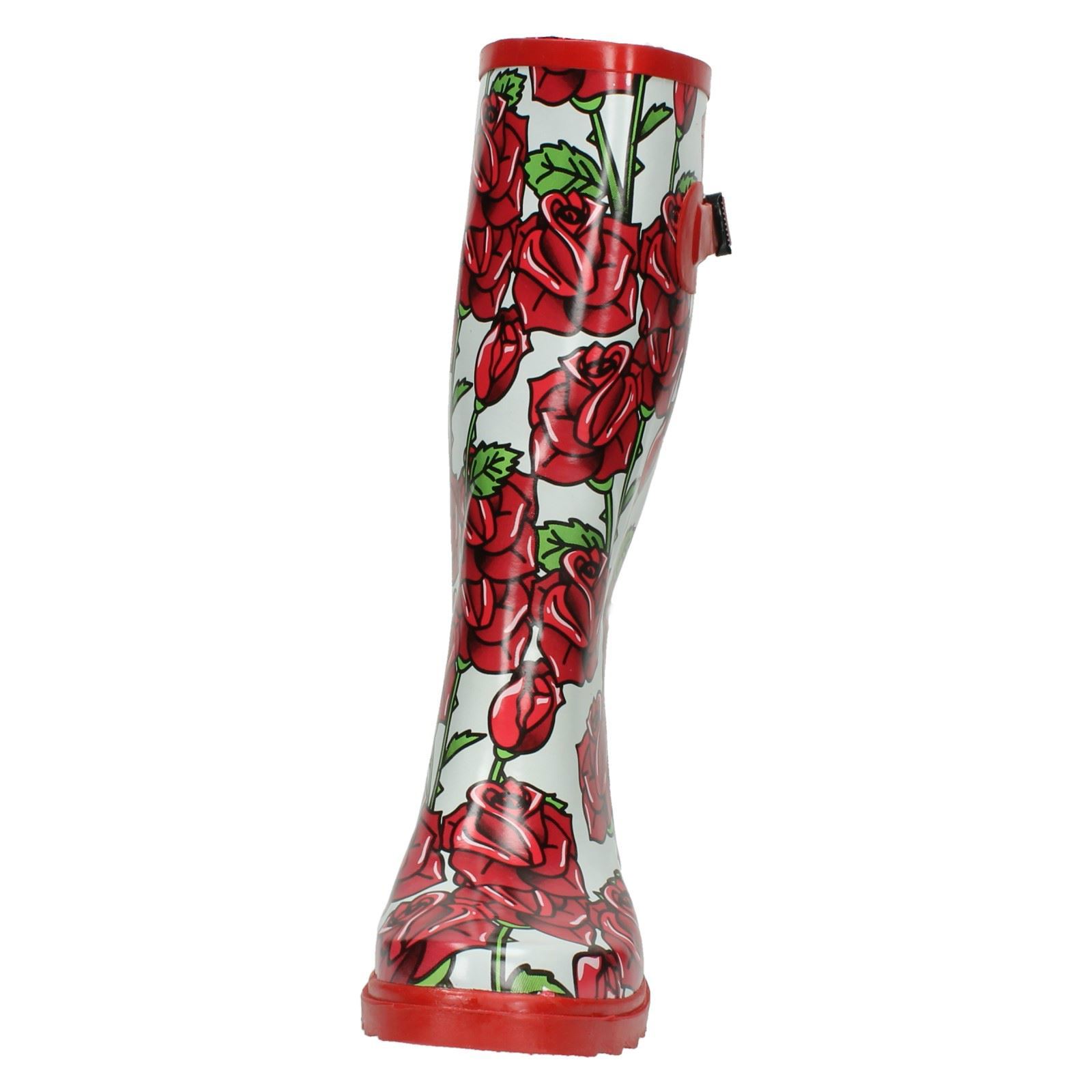 Spot On Womens Roses Print Wellington