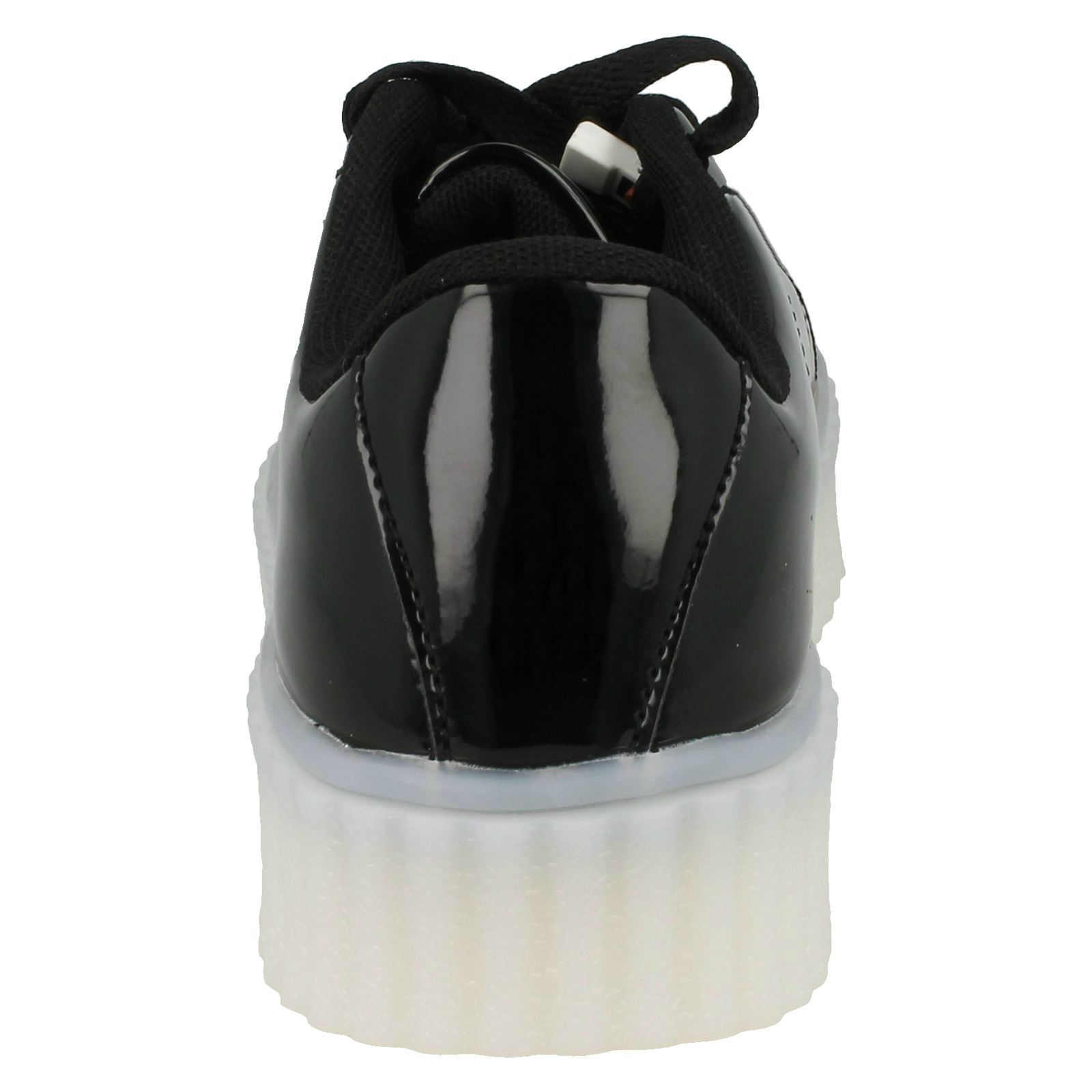 Spot On Ladies Casual Lace Up LED Outsole Creeper Trainers
