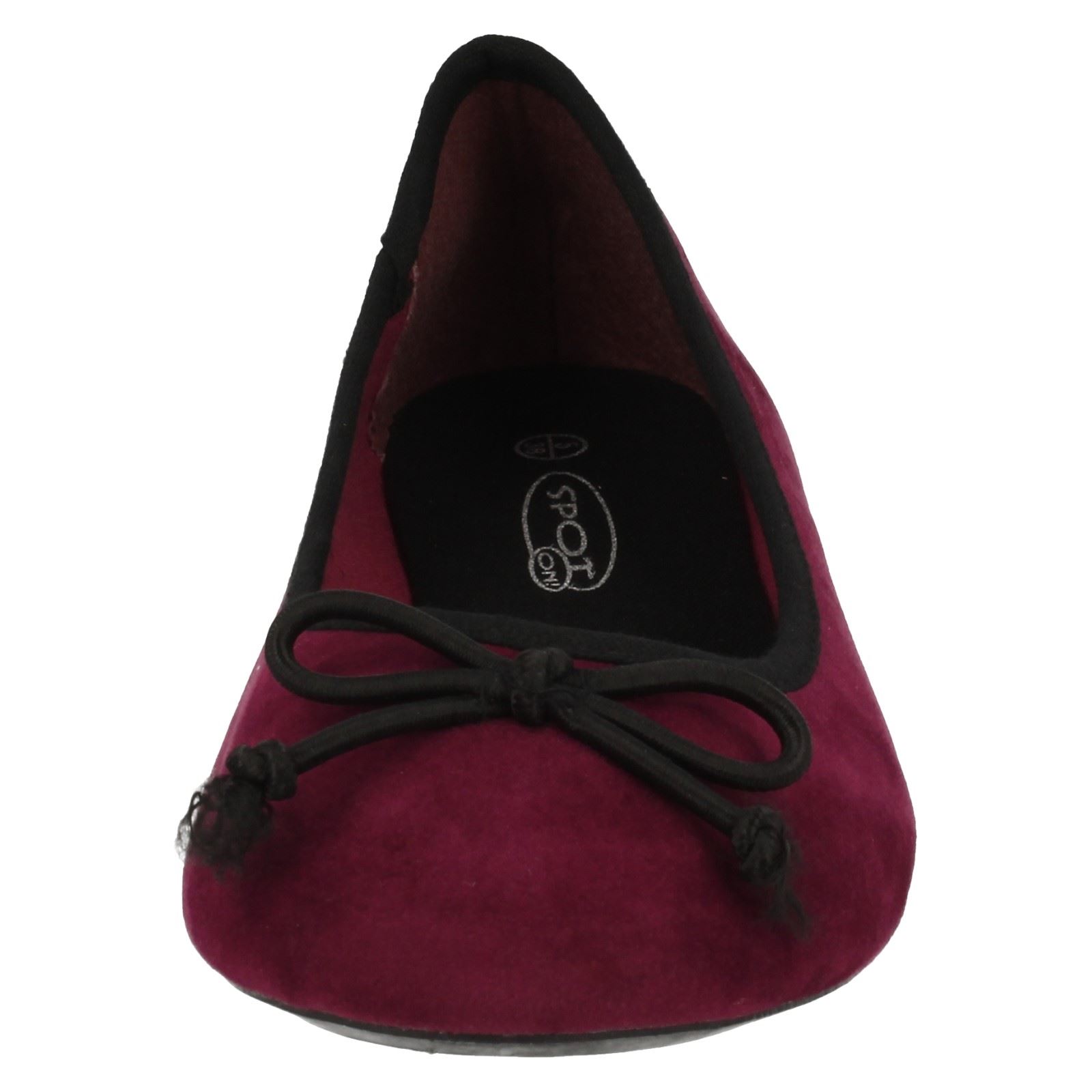 Ladies Spot On Flat Ballerina Pump With Bow Trim