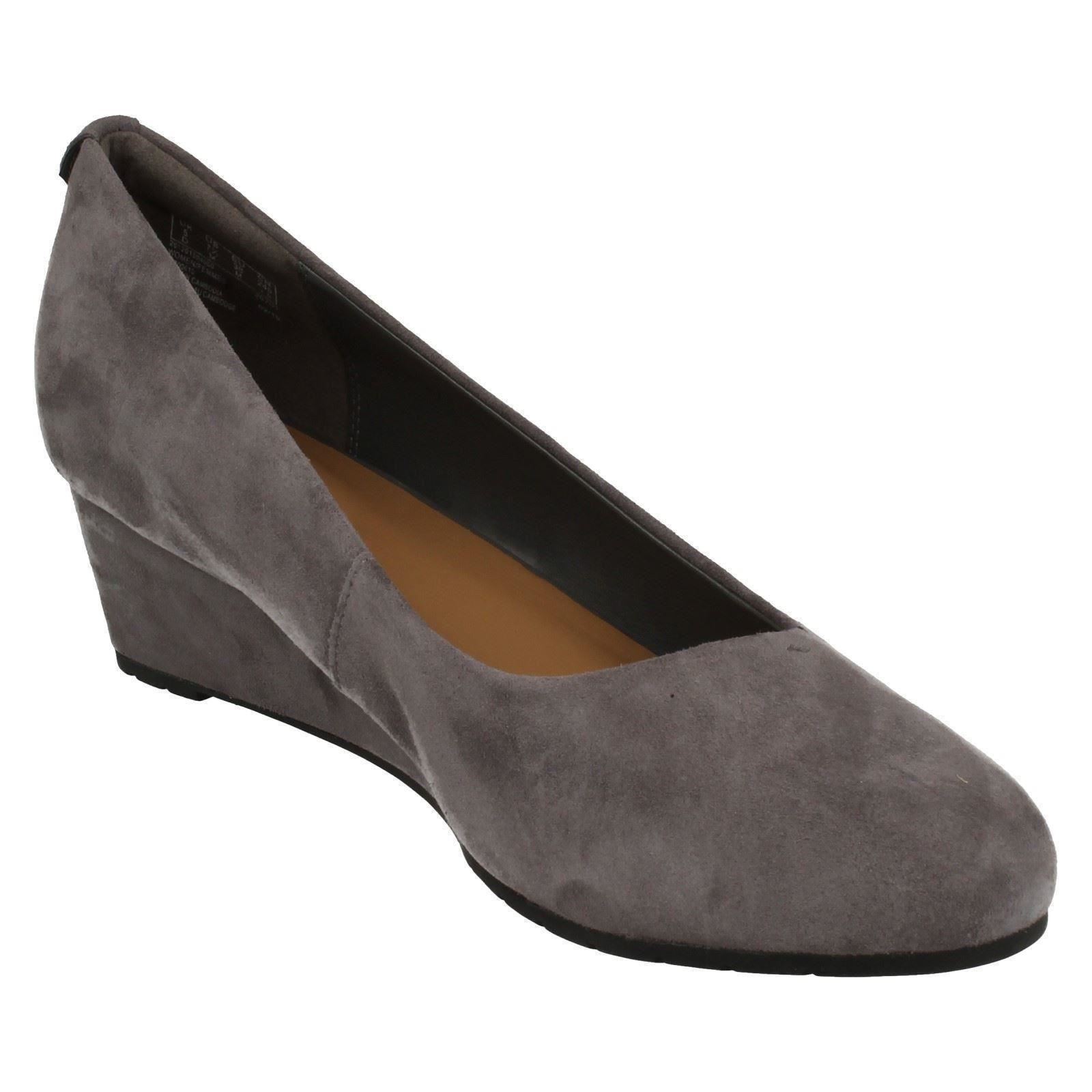 Femmes Clarks Compensés bas Formelle à Enfiler Cuir Cour Chaussures vendra Bloom