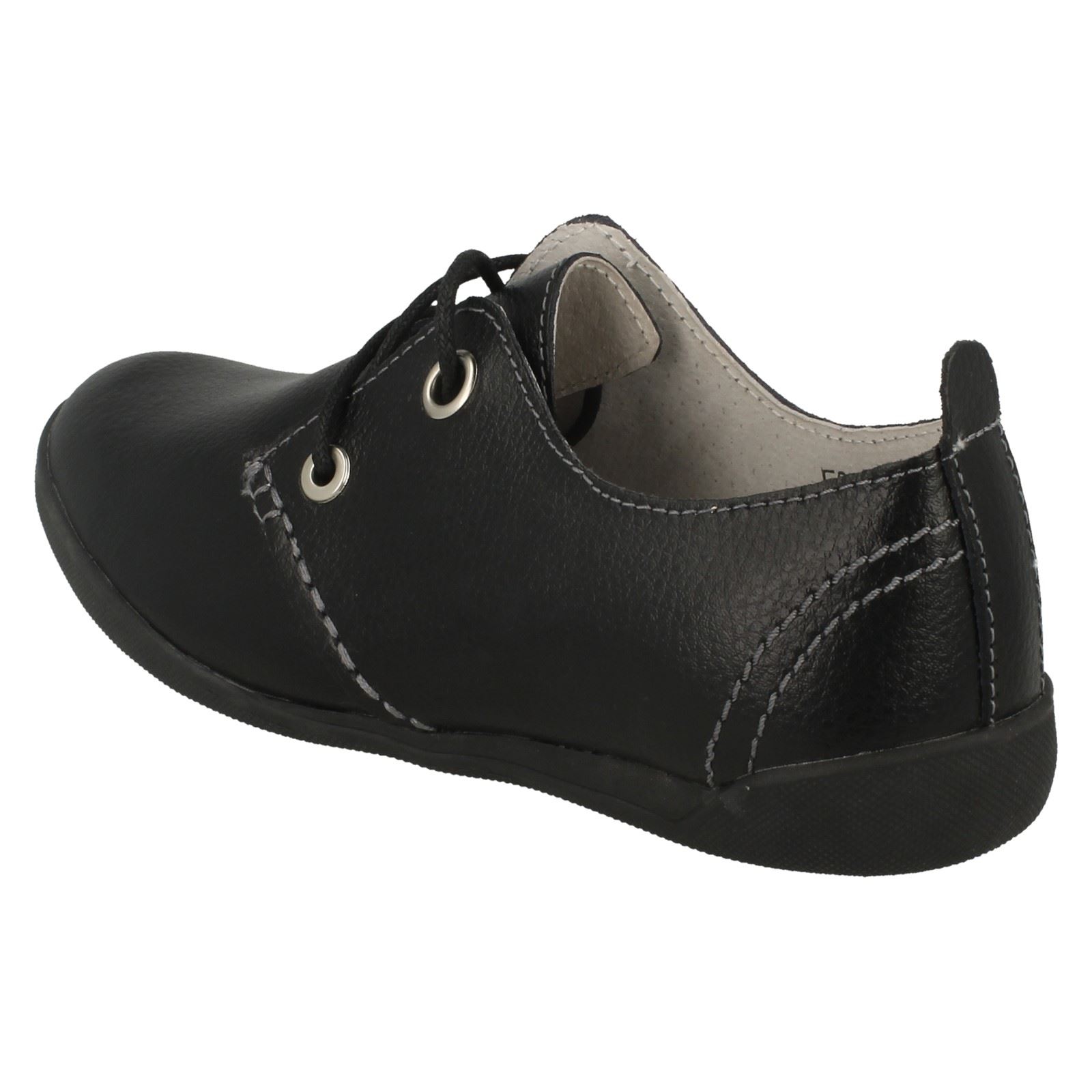 Ladies Down To Earth Flat Leather Lace Up Shoes