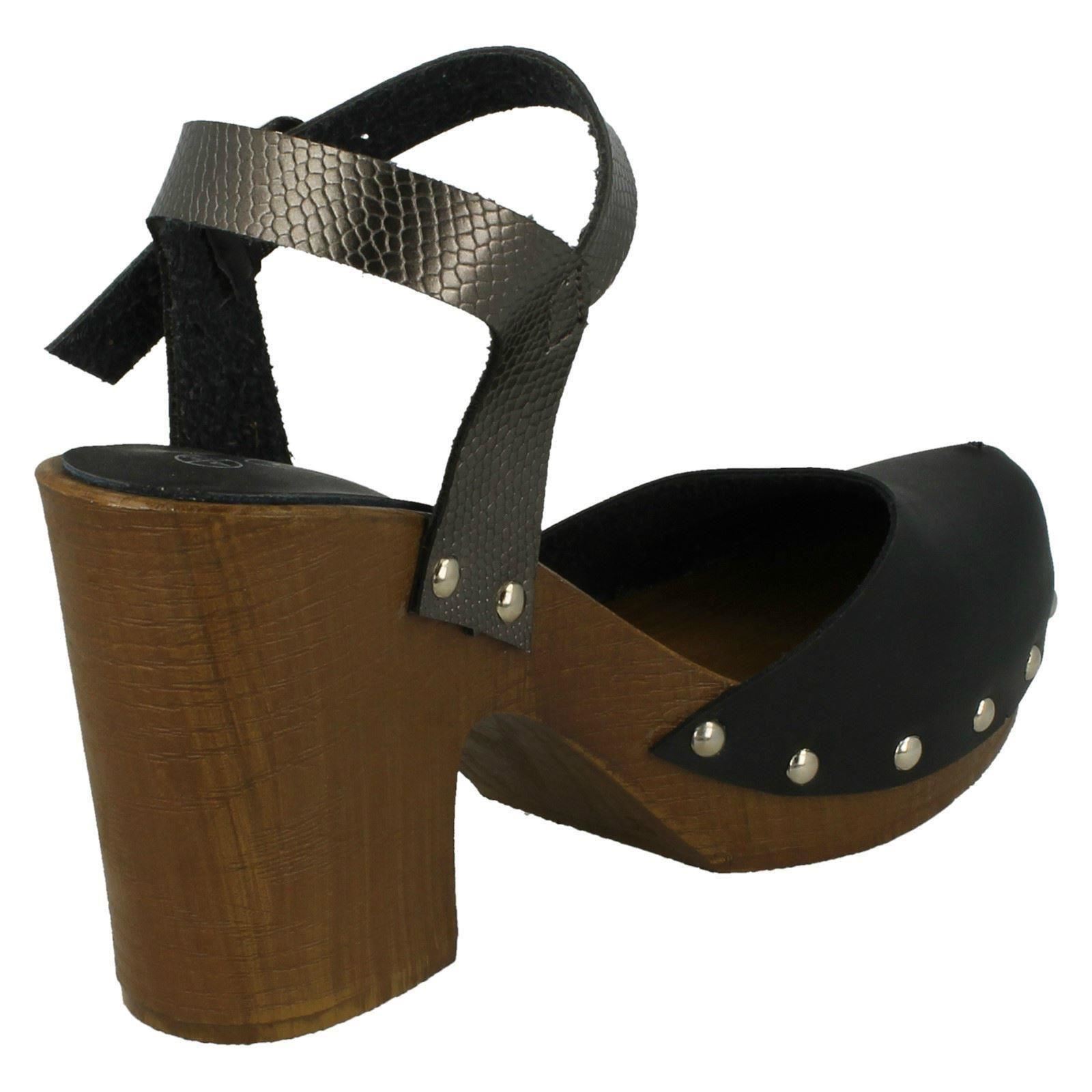 * Señoras punto En Madera Zueco Sandalias De Espalda Abierta