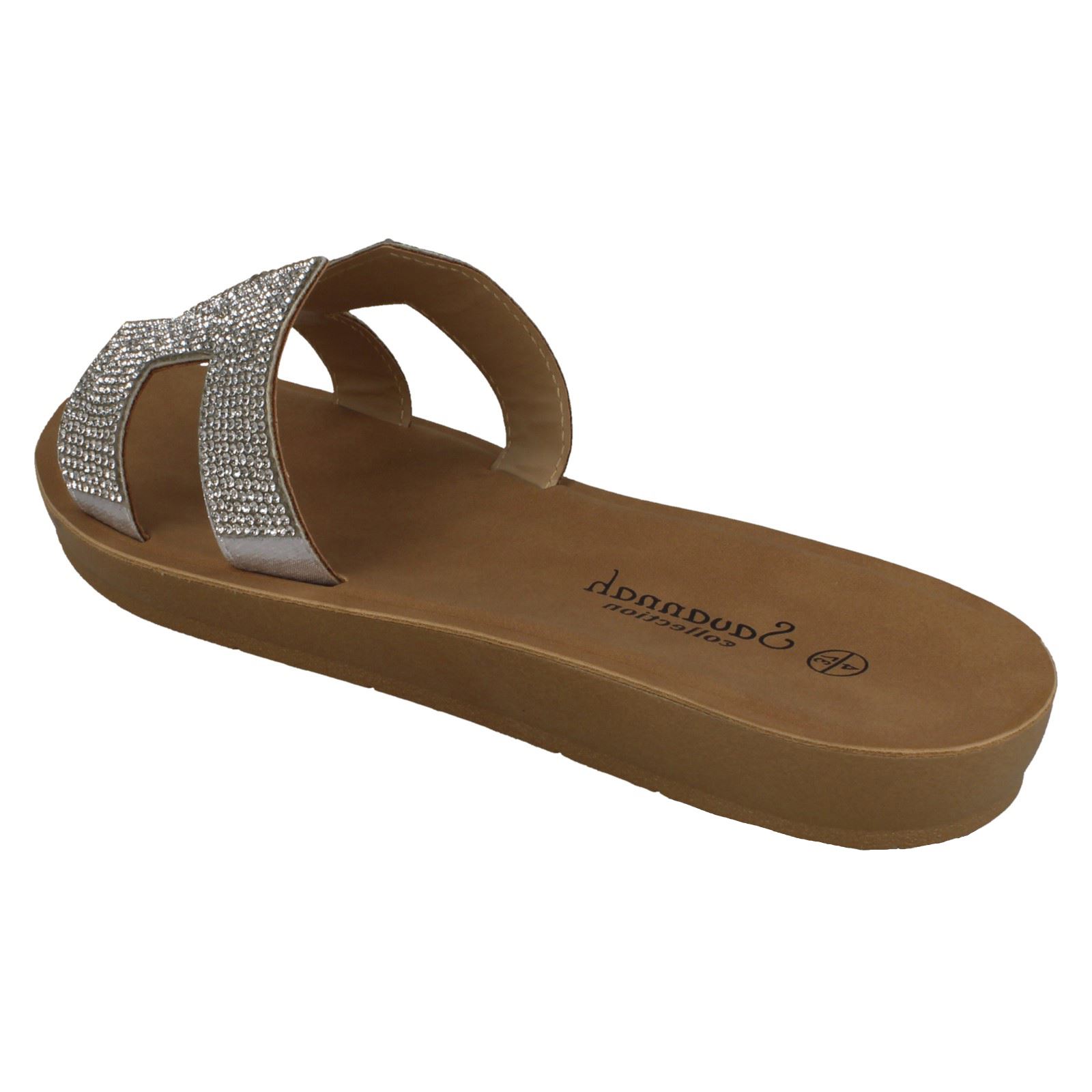 Ladies Savannah Diamante Vamp Mules F00177