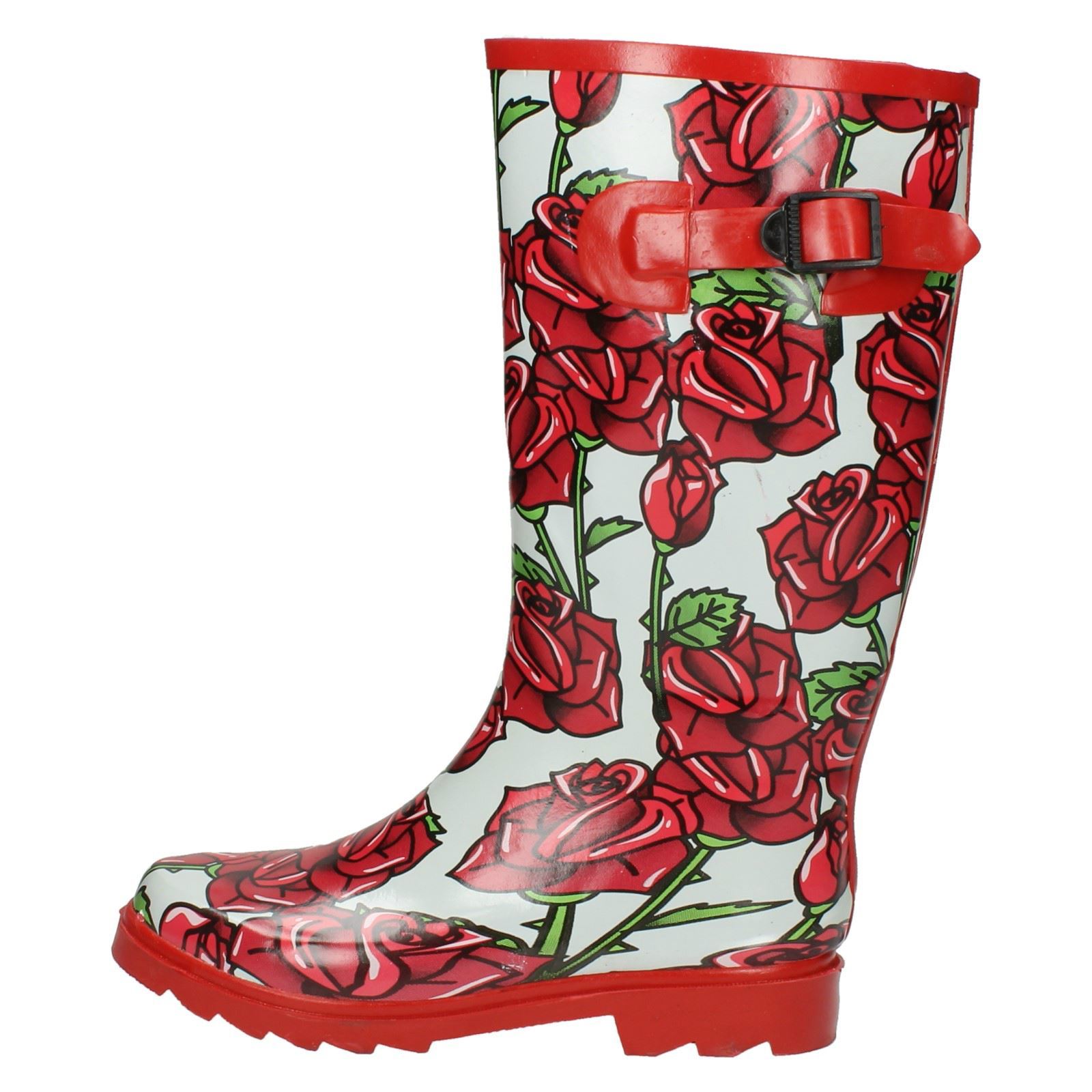 Spot On Womens Roses Print Wellington