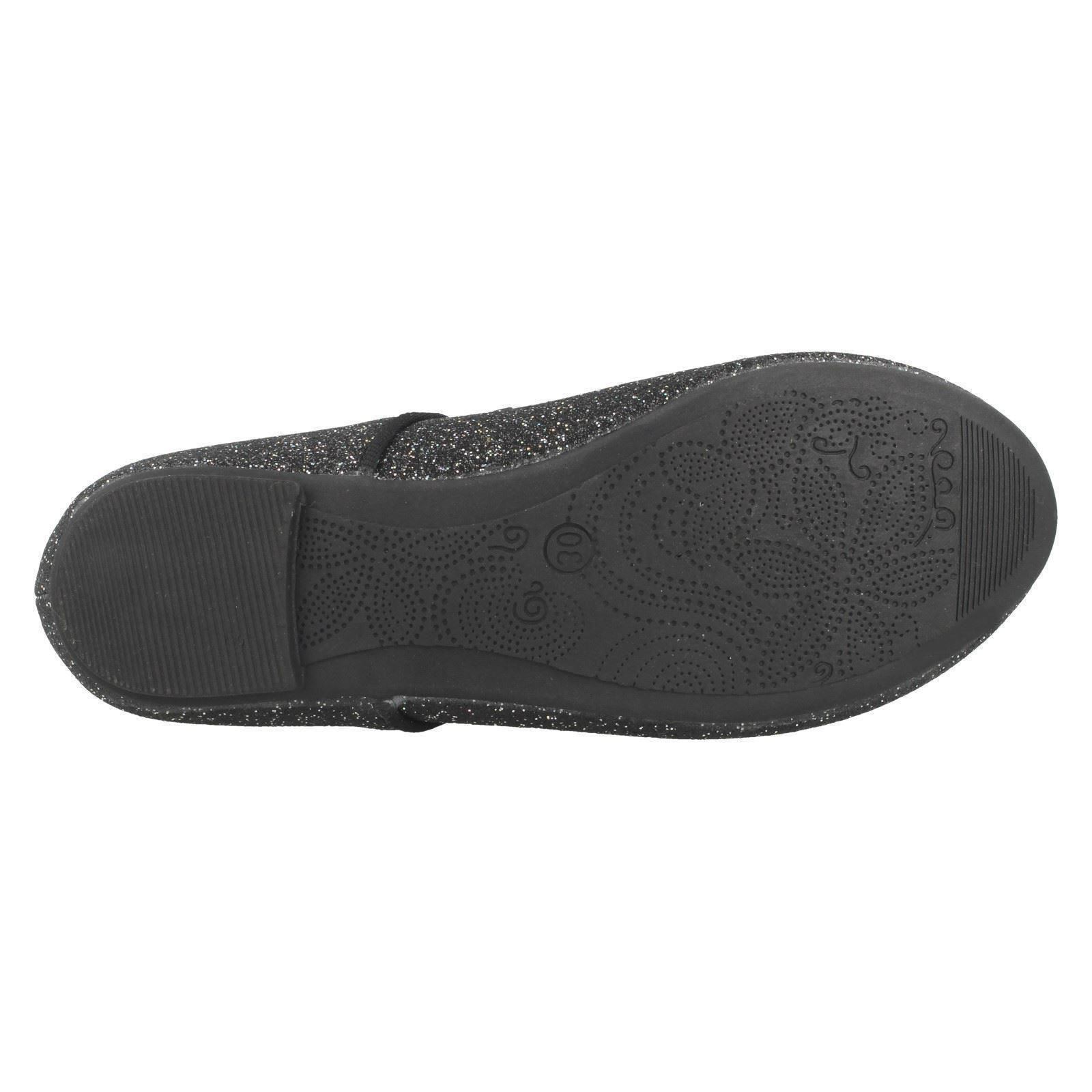 Spot On Girls Bow Trim Glitter Ballerinas