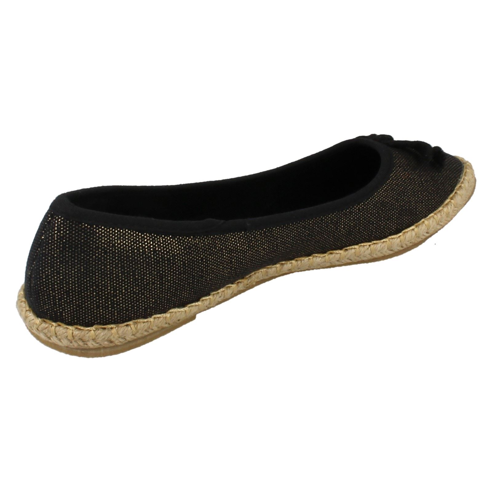 Ladies Spot On Flat Espadrille Ballerina With *Bow Vamp*