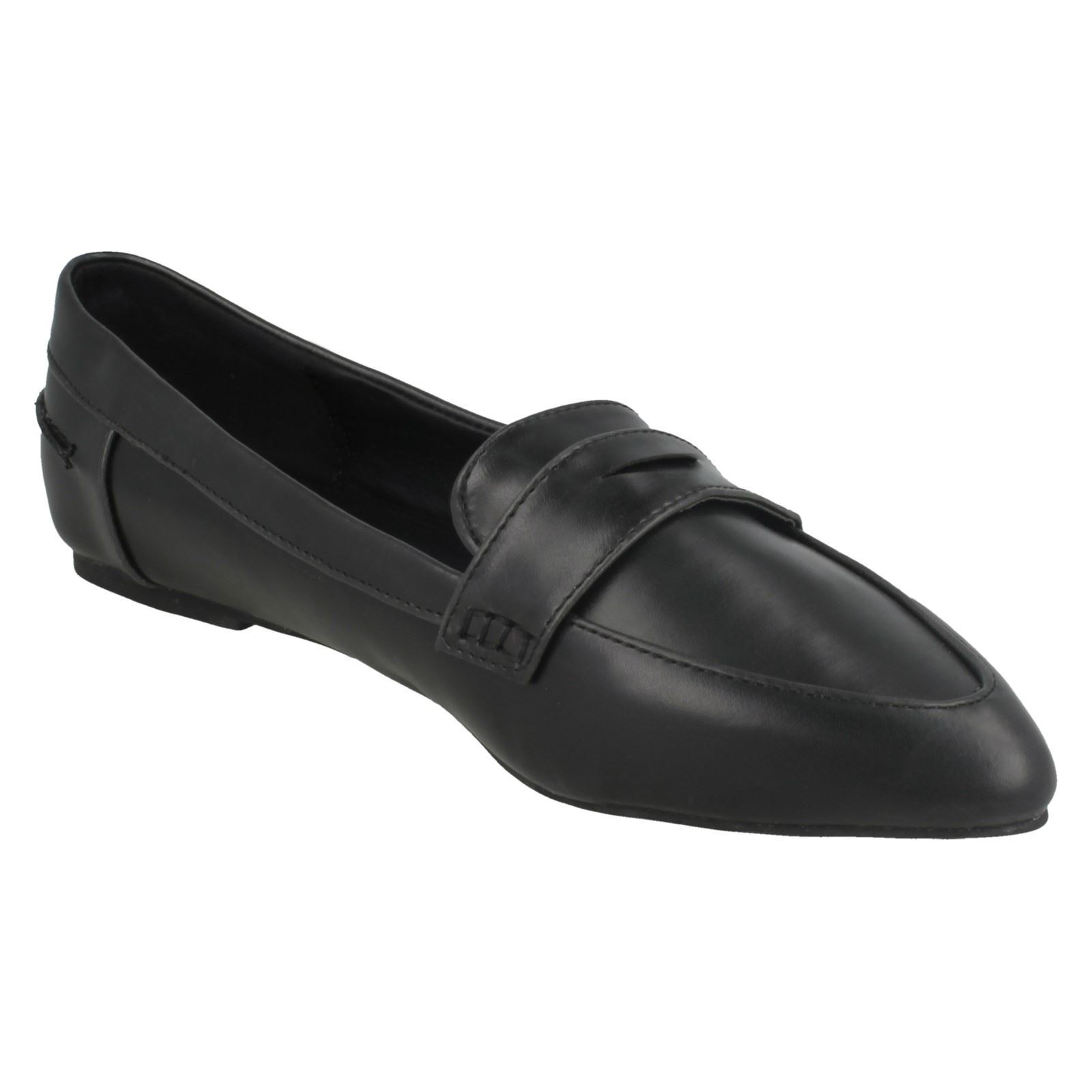 Ladies Spot On Casual Pointed Toe Loafers