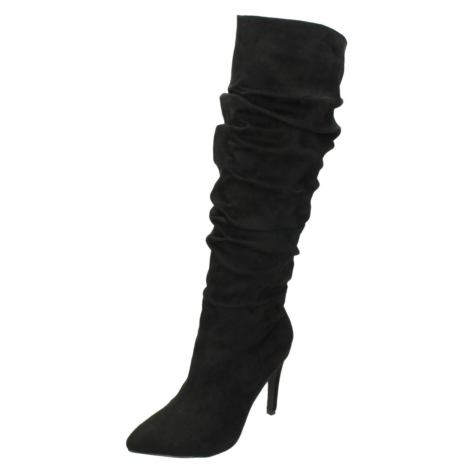 Ladies /'Spot On/' Slouch Leg Knee High Boots