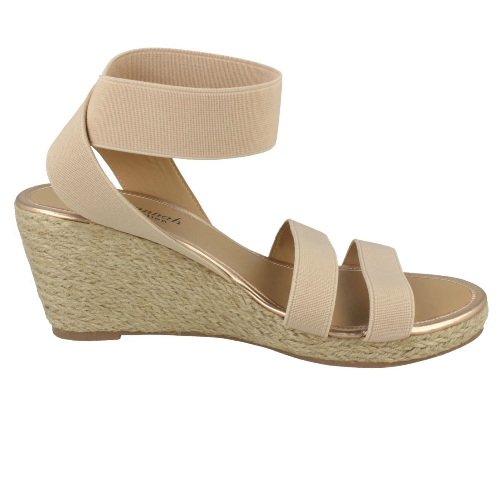 Ladies Savannah Elastic Ankle Strap Wedges