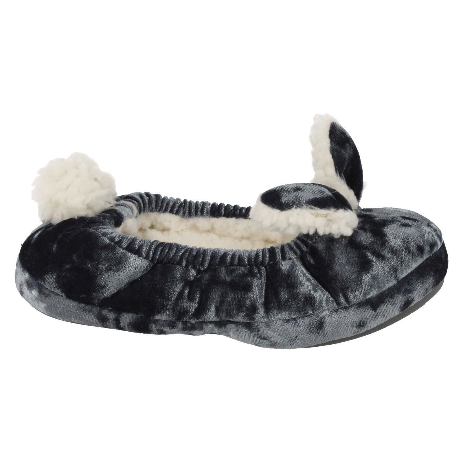 Junior Filles Clarks Rabbit design Slip On Textile Chaussons jolie Orteils