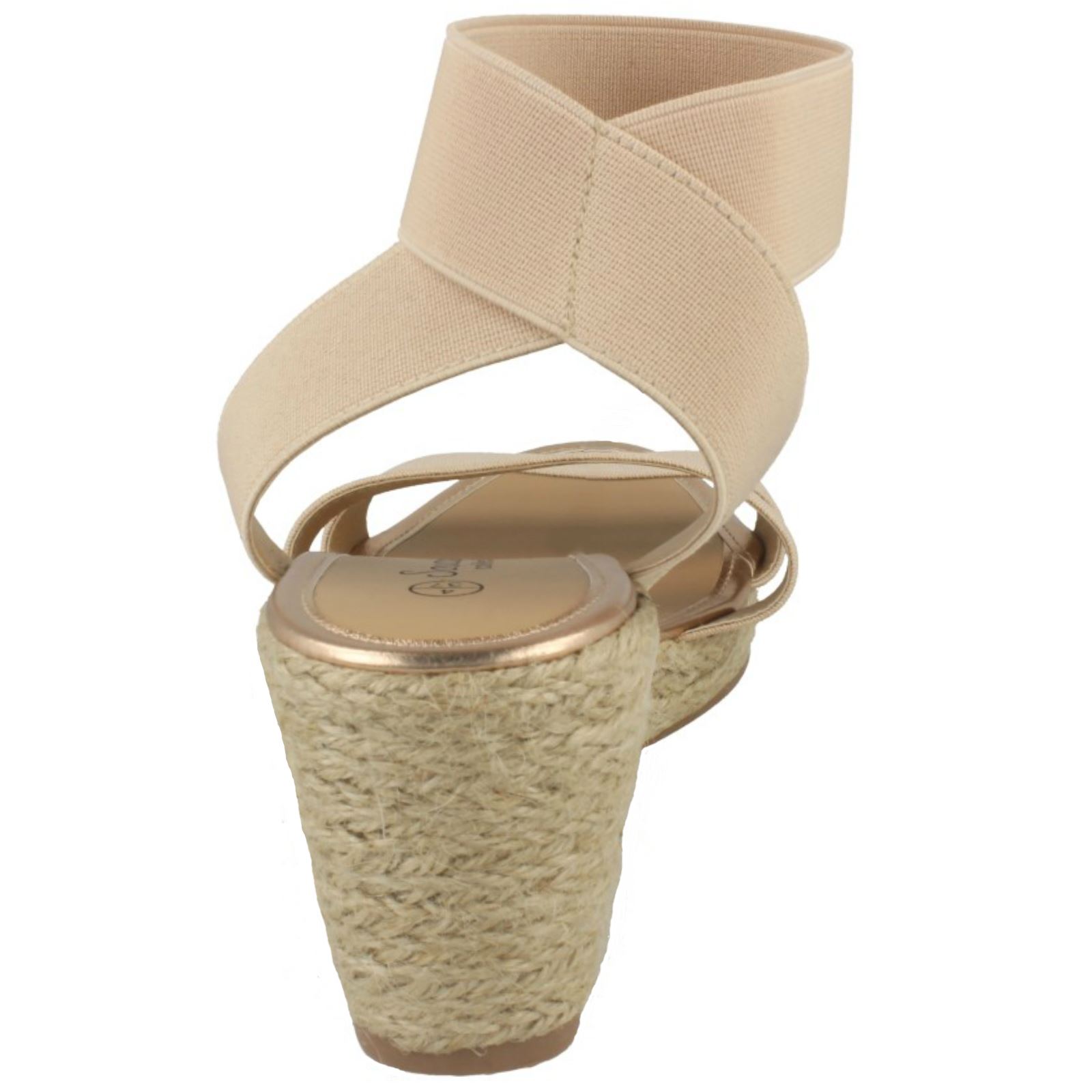 Ladies Savannah Elastic Ankle Strap Wedges