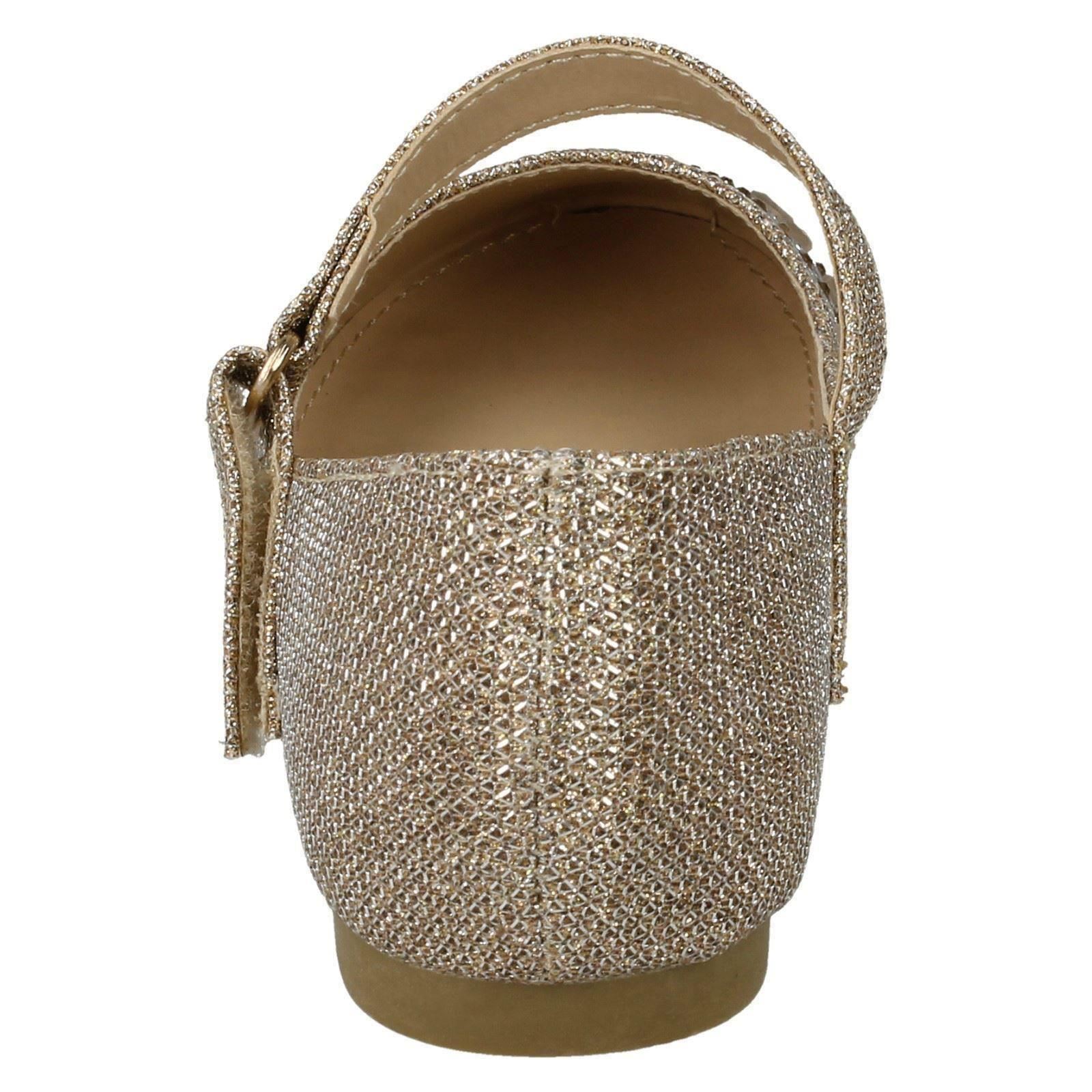 Girls Spot On Hook /& Loop Bar Strap Diamante Ballerinas
