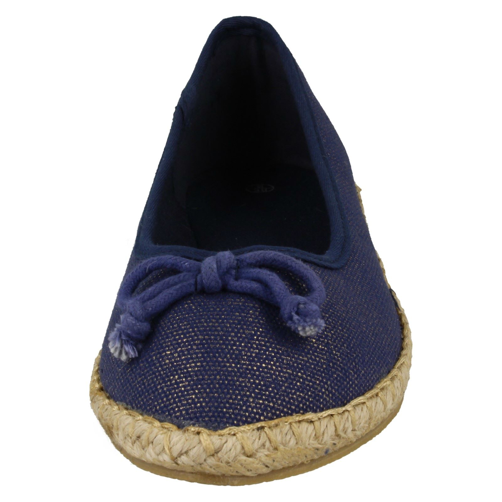 Ladies Spot On Flat Espadrille Ballerina With *Bow Vamp*