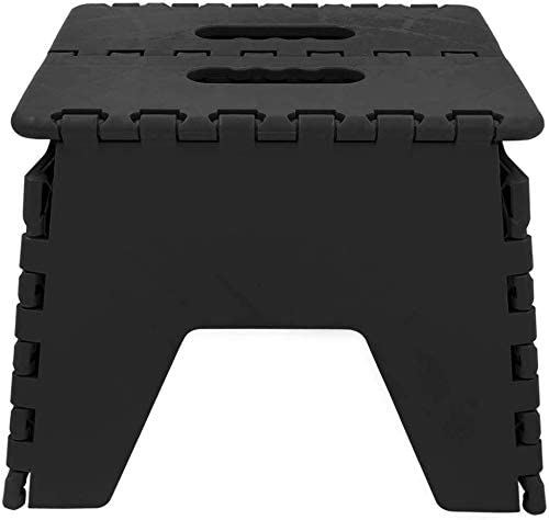 PLASTIC FOLDING STEP STOOL COMPACT STORABLE TRAVEL CARRY HANDLE STEPPING REACH