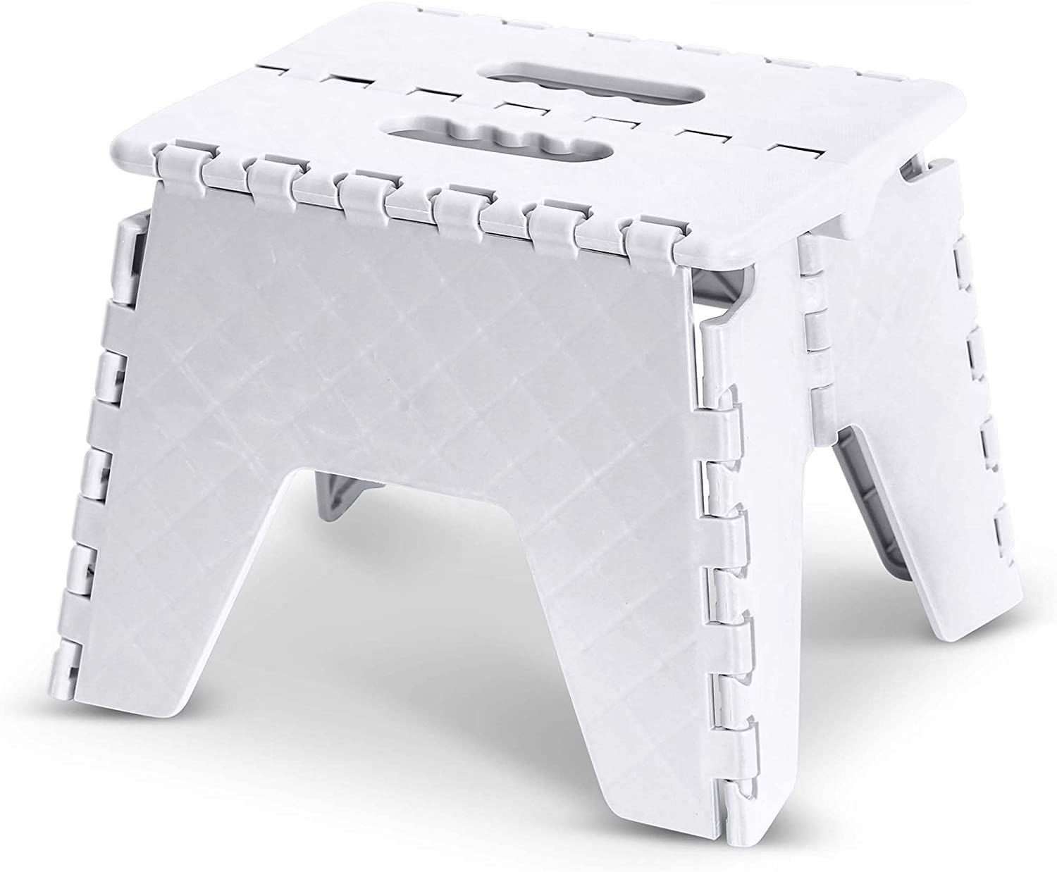 PLASTIC FOLDING STEP STOOL COMPACT STORABLE TRAVEL CARRY HANDLE STEPPING REACH