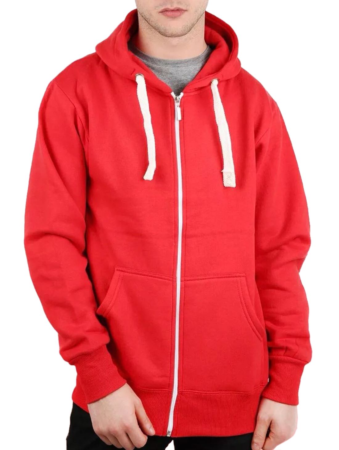 New Mens Plain Hooded Long Sleeve ZipUp Fleece Sweatshirt Hoodie Warm Jacket Top