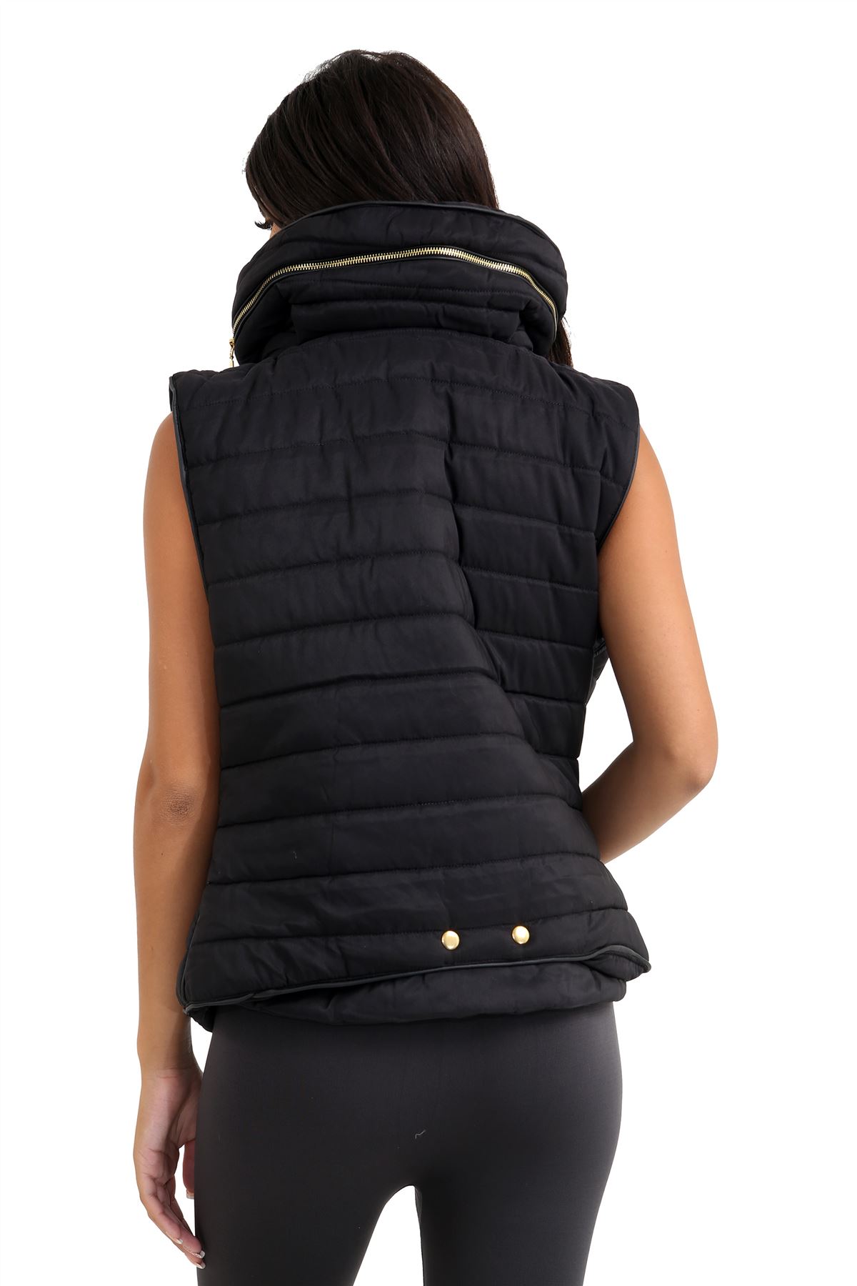 Ladies Gilet Quilted Padded Body Warmer Sleeveless Fur Collar Puffer Jacket Coat
