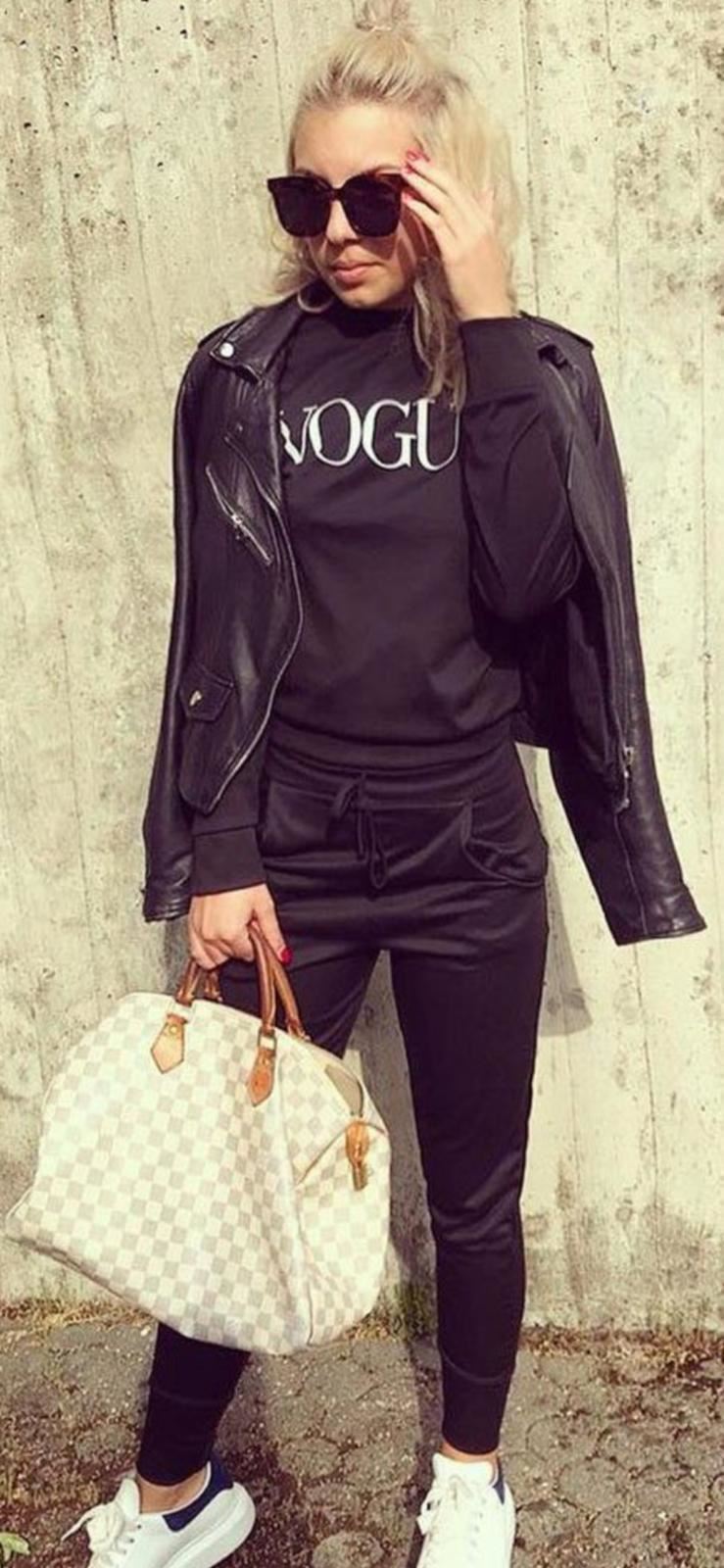 New Womens Vogue Print Top Bottoms Loungewear 2 Pcs Co-Ord Set Fleece Tracksuit