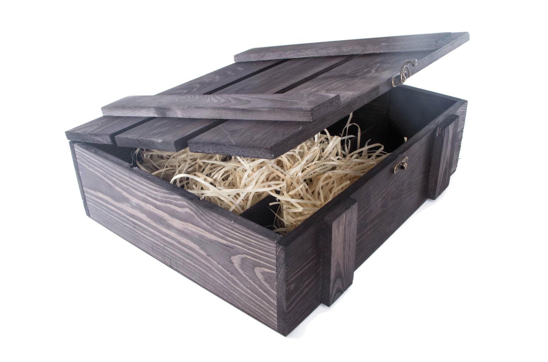 Wine Wooden Presentation Crates Gift Boxes with Hinged Lid /& Clasp BLACK