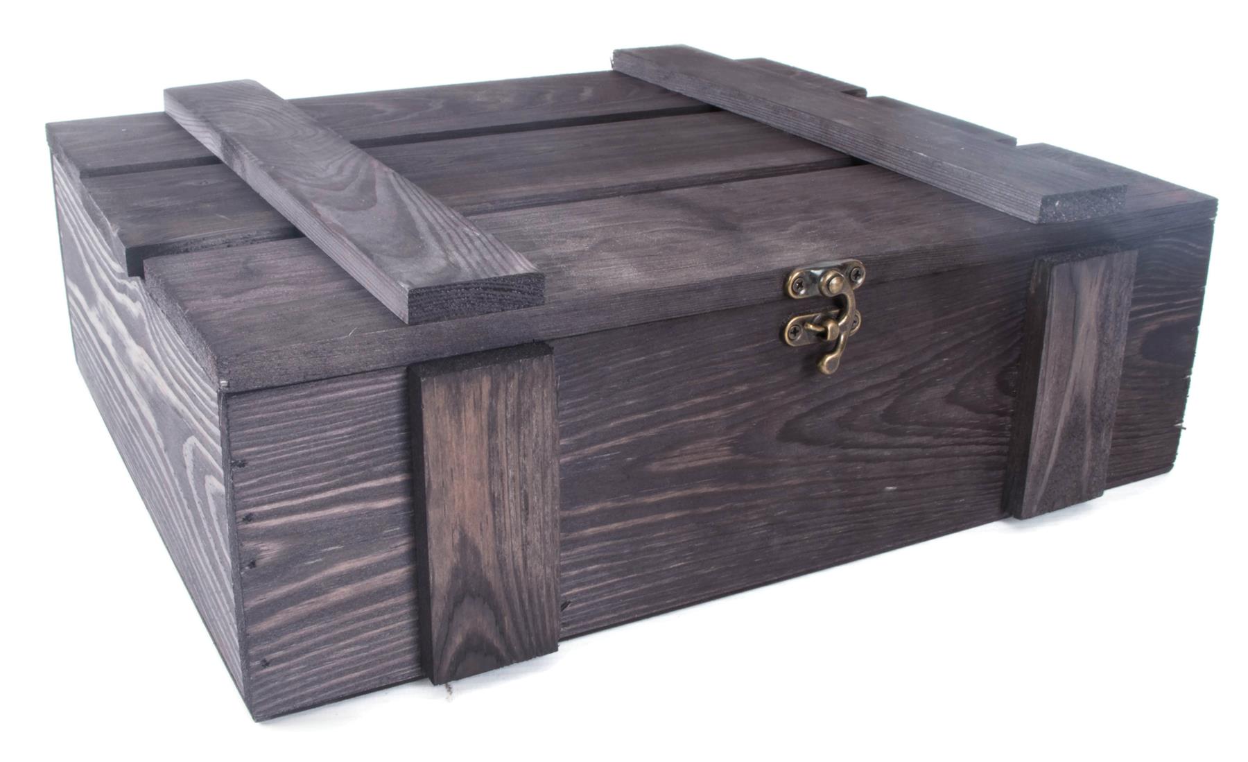 Wine Wooden Presentation Crates Gift Boxes with Hinged Lid /& Clasp BLACK