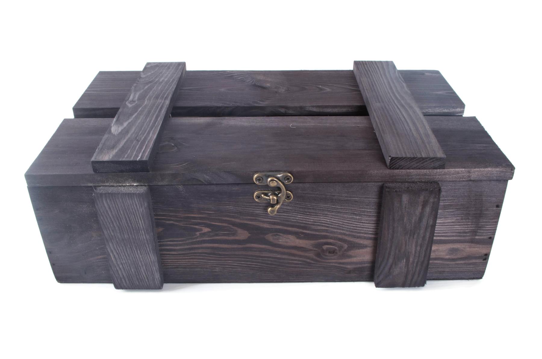 Wine Wooden Presentation Crates Gift Boxes with Hinged Lid /& Clasp BLACK