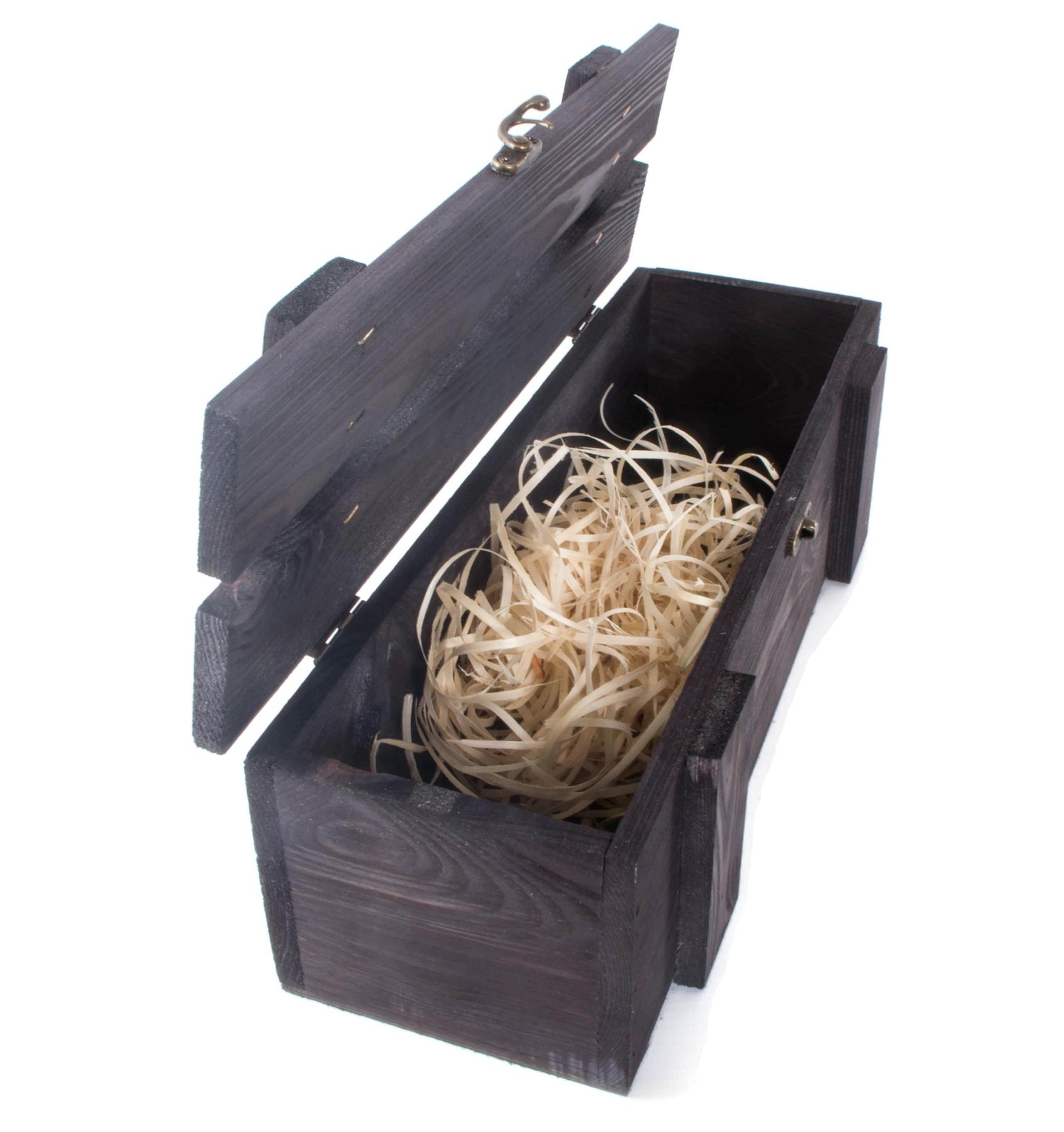 Wine Wooden Presentation Crates Gift Boxes with Hinged Lid /& Clasp BLACK