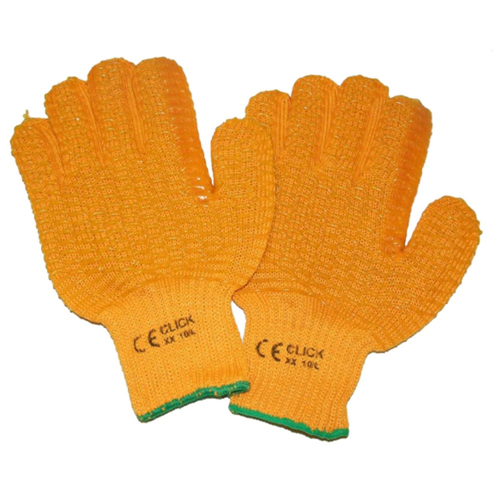 Yellow Criss Cross Gripper Gloves Large Size Pack Of 10